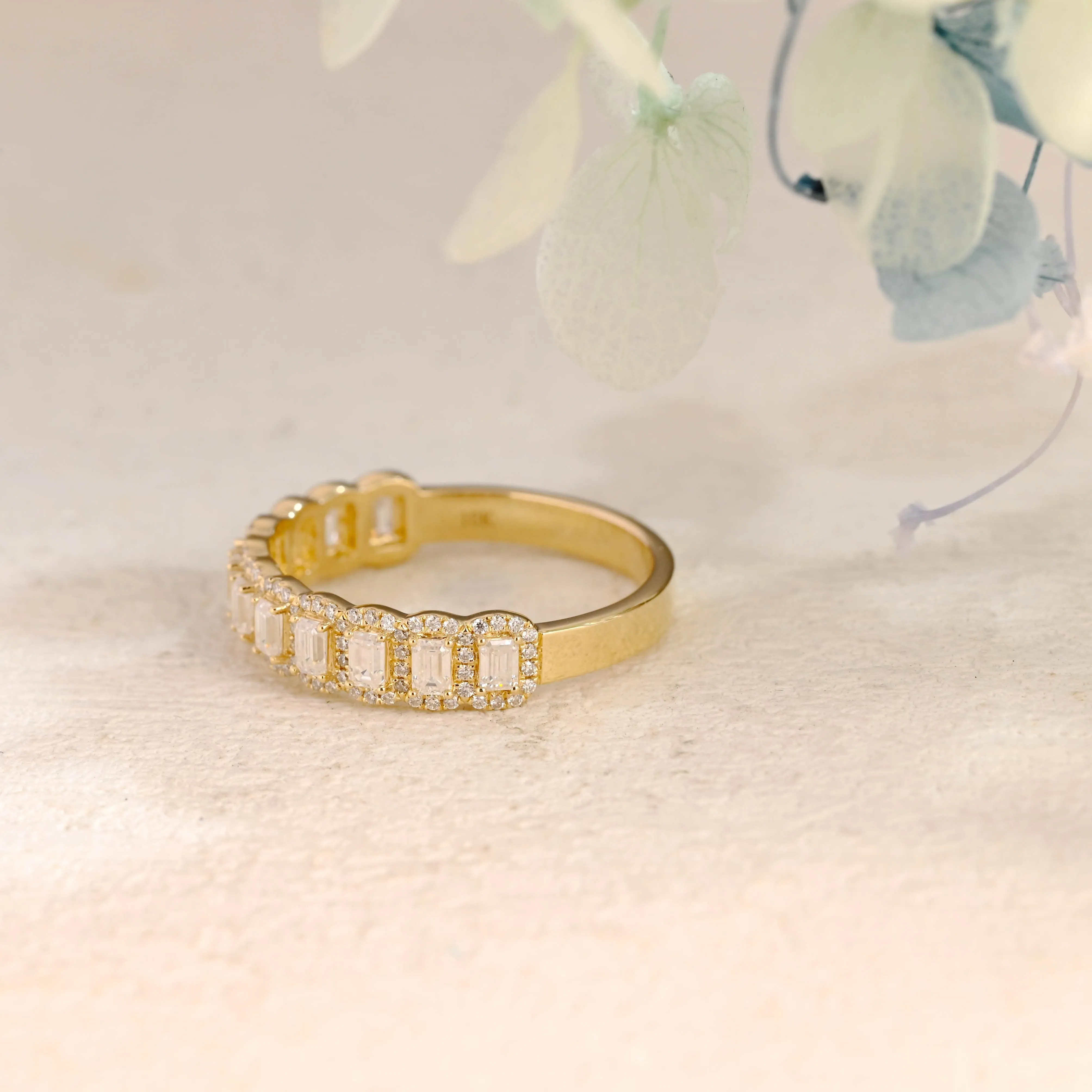 Solid Gold Half Eternity Emerald Cut Wedding Band for Men sold by Causyou product image thumbnail 5