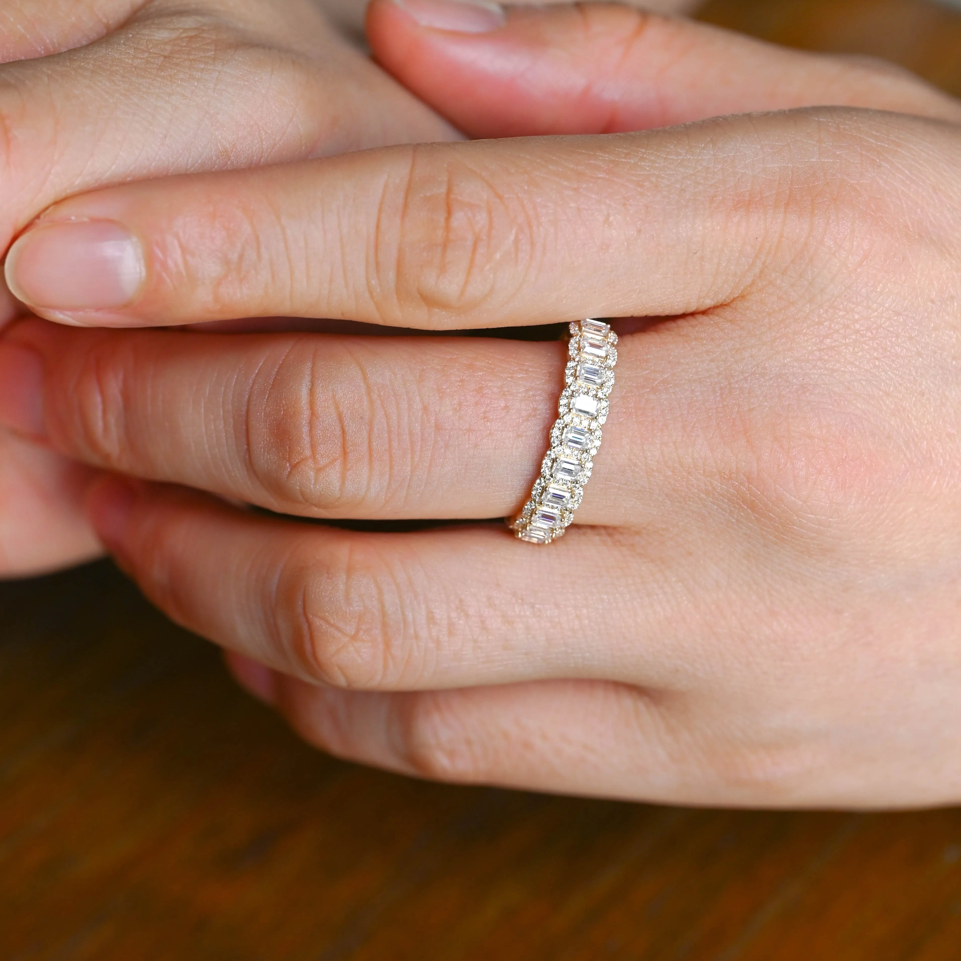 Solid Gold Half Eternity Emerald Cut Wedding Band for Men sold by Causyou product image thumbnail 3