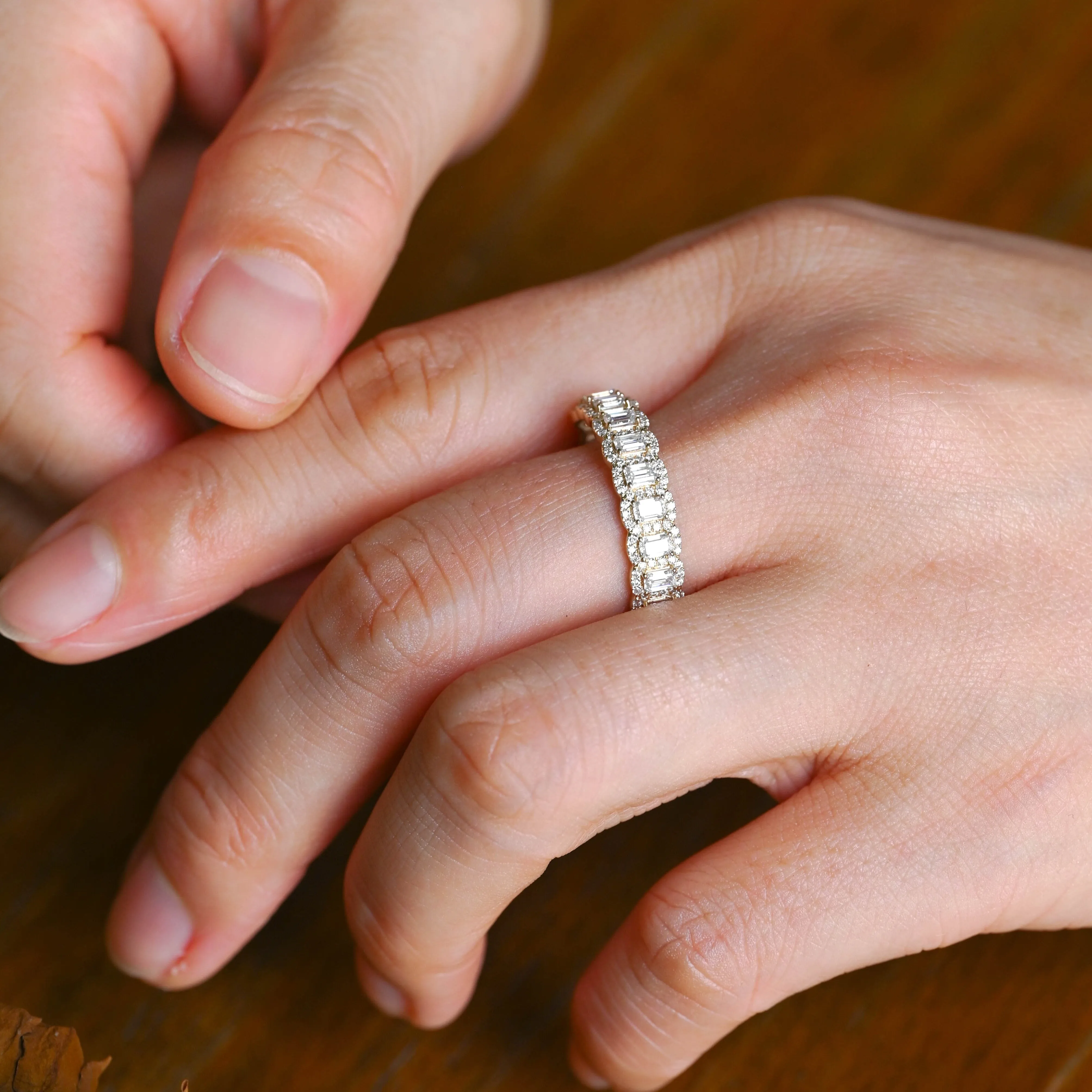 Solid Gold Half Eternity Emerald Cut Wedding Band for Men sold by Causyou product image thumbnail 2