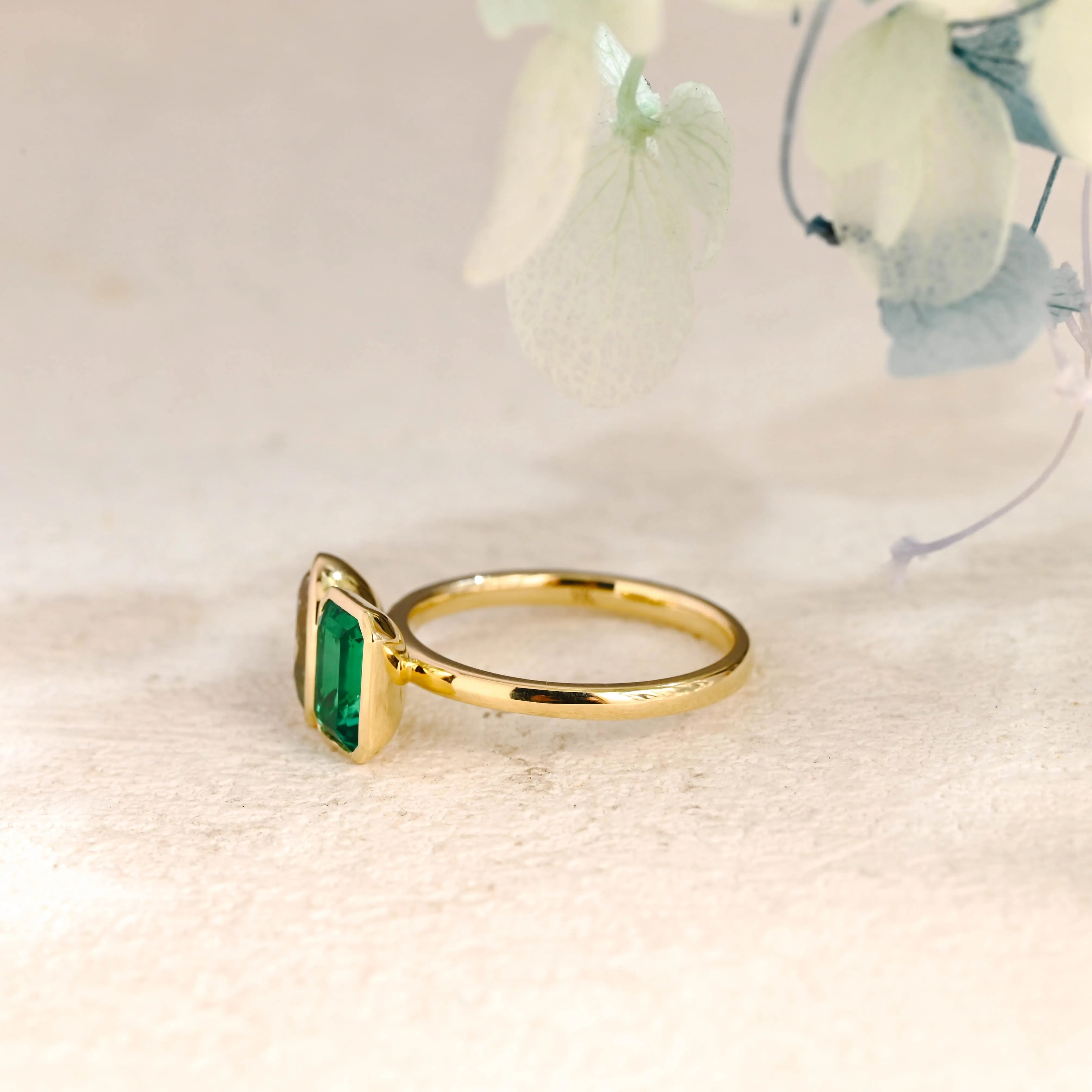 Solid Gold Toi et Moi Lab Grown Emerald & Pear Cut Aquamarine Sapphire Engagement Ring sold by Causyou product image thumbnail 5