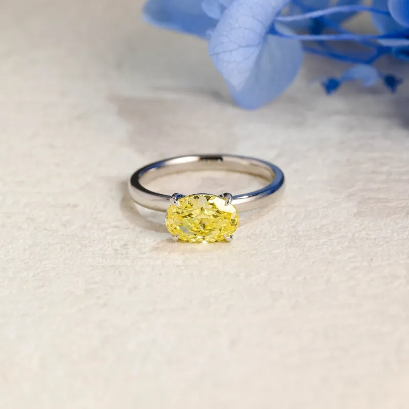 Solid Gold Solitaire Oval Cut Yellow Sapphire Engagement Ring sold by Causyou