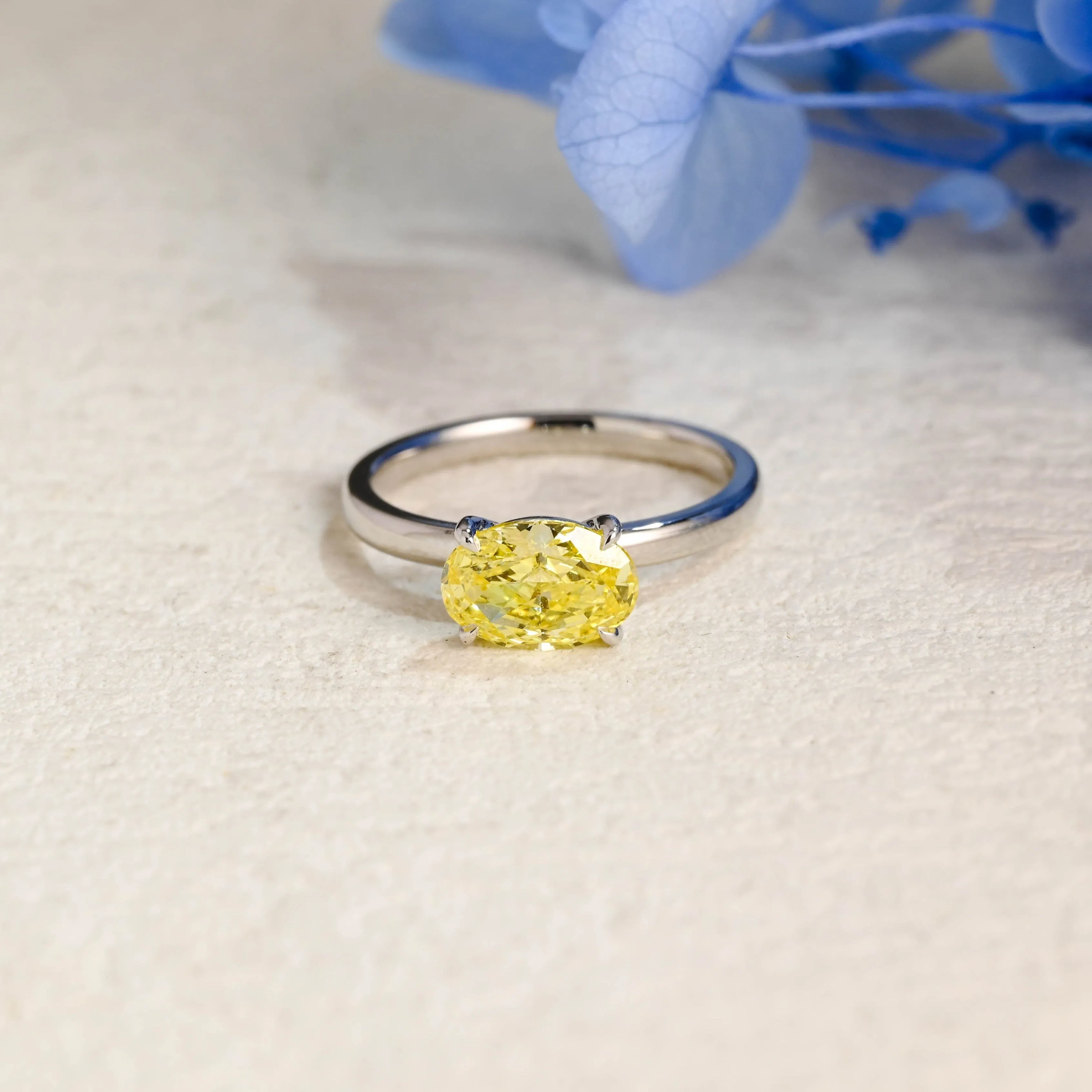 Solid Gold Solitaire Oval Cut Yellow Sapphire Engagement Ring sold by Causyou
