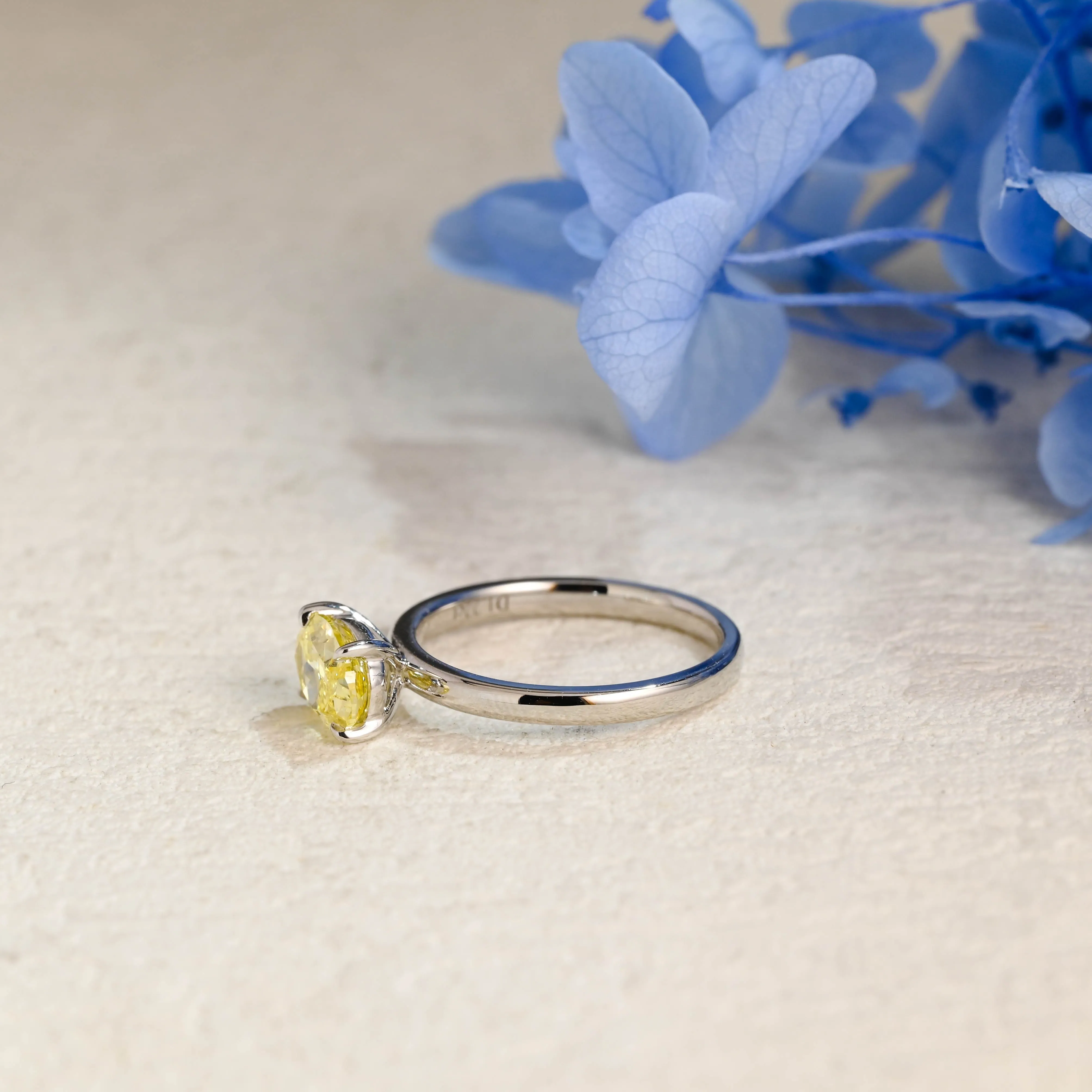Solid Gold Solitaire Oval Cut Yellow Sapphire Engagement Ring sold by Causyou product image thumbnail 4