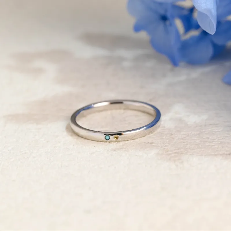 Solid Gold Round Cut Citrine & Turquoise Wedding Band made by Causyou