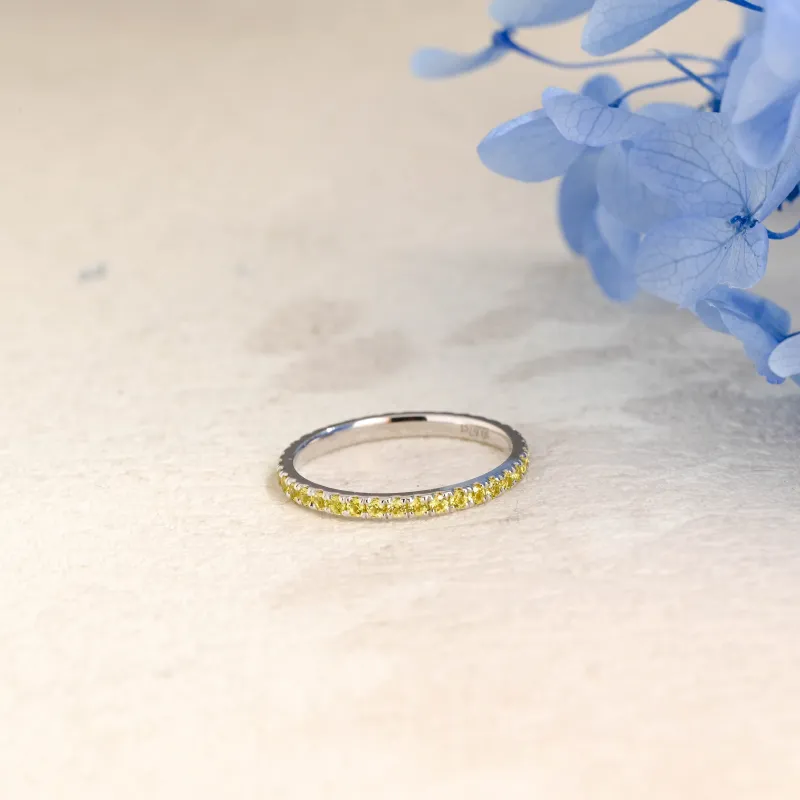 Solid Gold Full Eternity Yellow Moissanite Wedding Band sold by Causyou