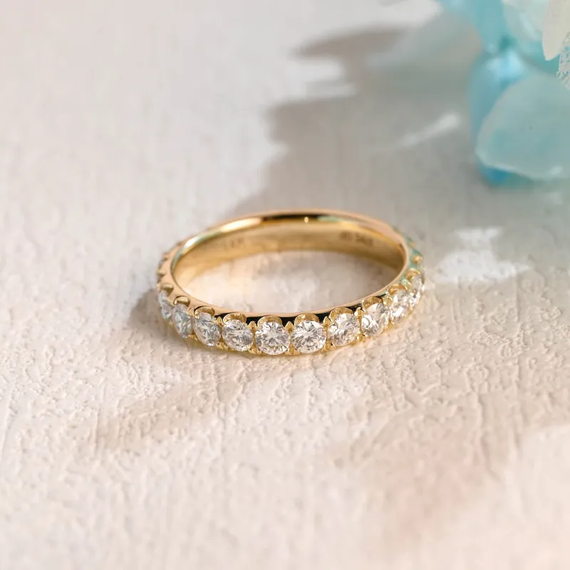 Solid Gold 3.5 Width Half Eternity Round Cut Moissanite Wedding Band sold by Causyou