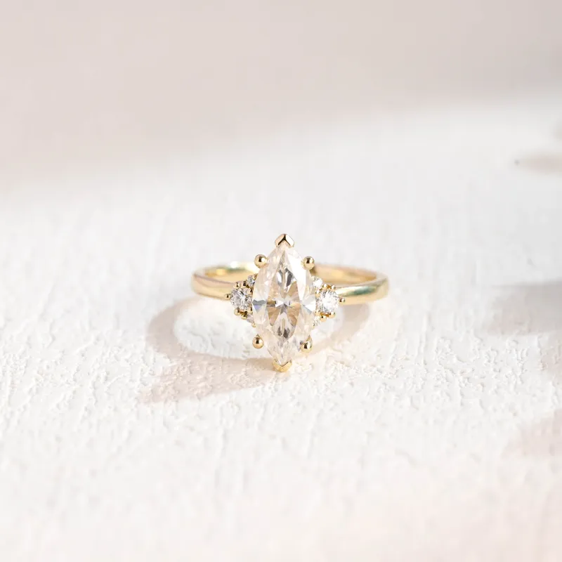 CausYou Solid Gold Marquise Cut Moissanite Engagement Ring sold by Causyou