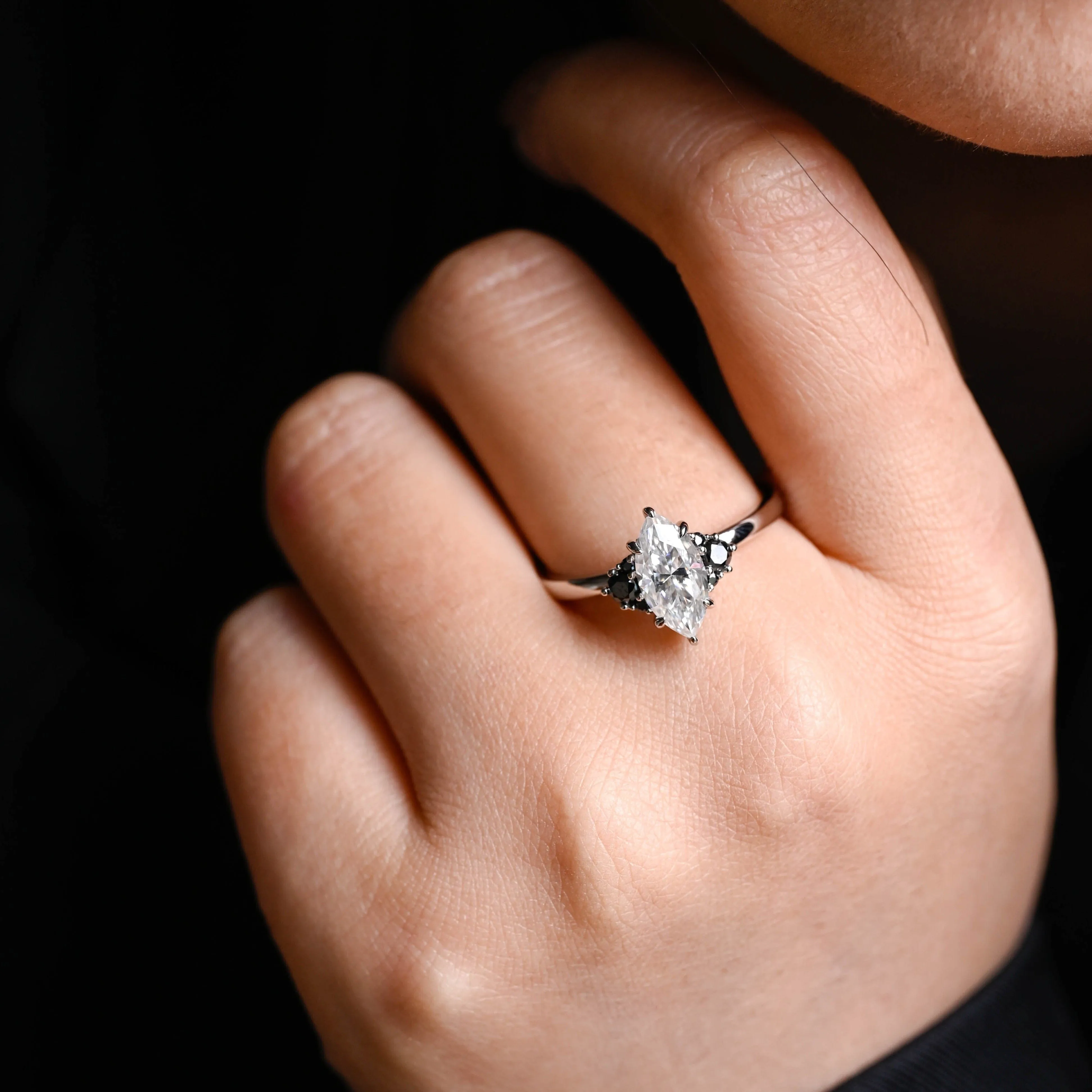 Solid Gold Marquise Cut Moissanite Engagement Ring sold by Causyou product image thumbnail 2