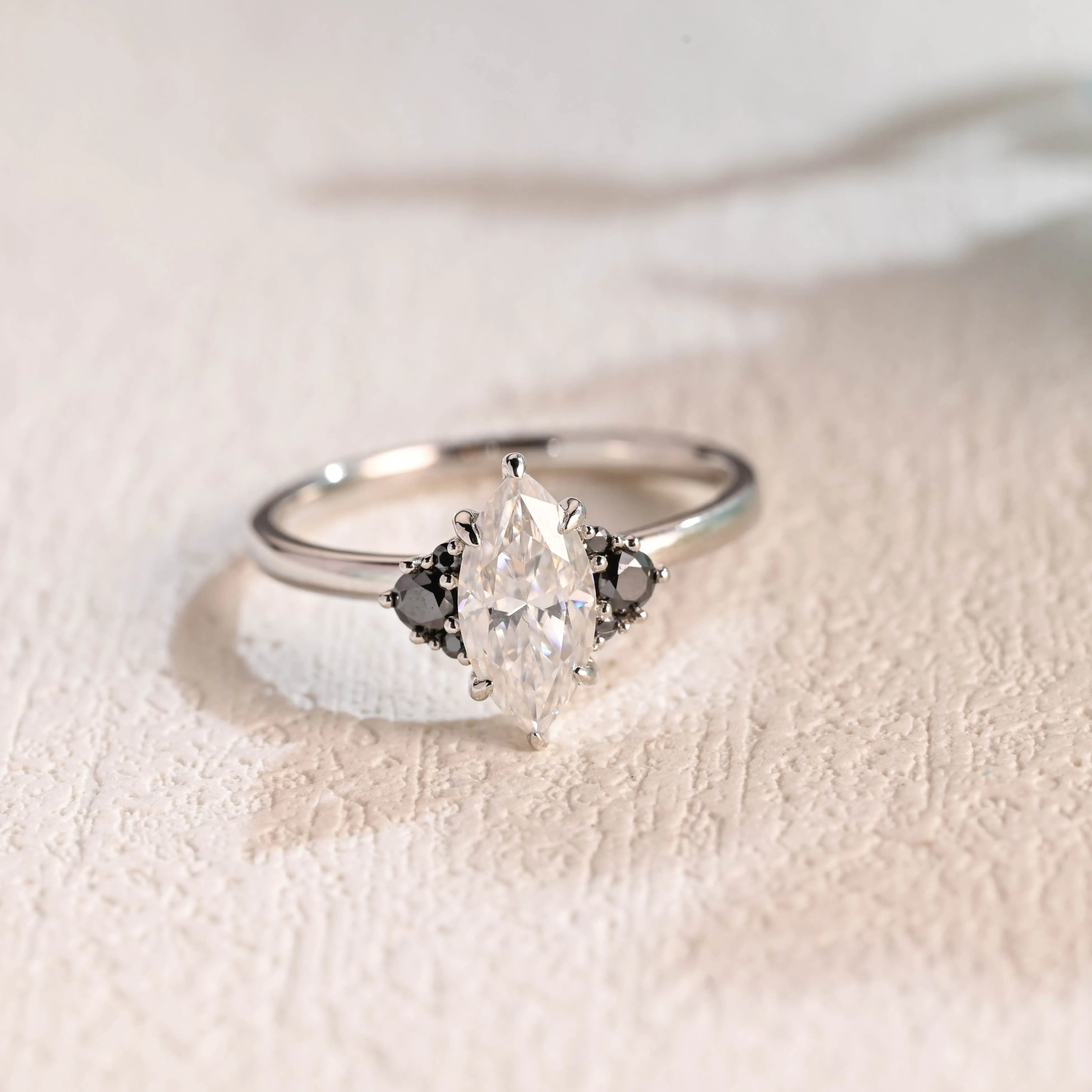 Solid Gold Marquise Cut Moissanite Engagement Ring sold by Causyou