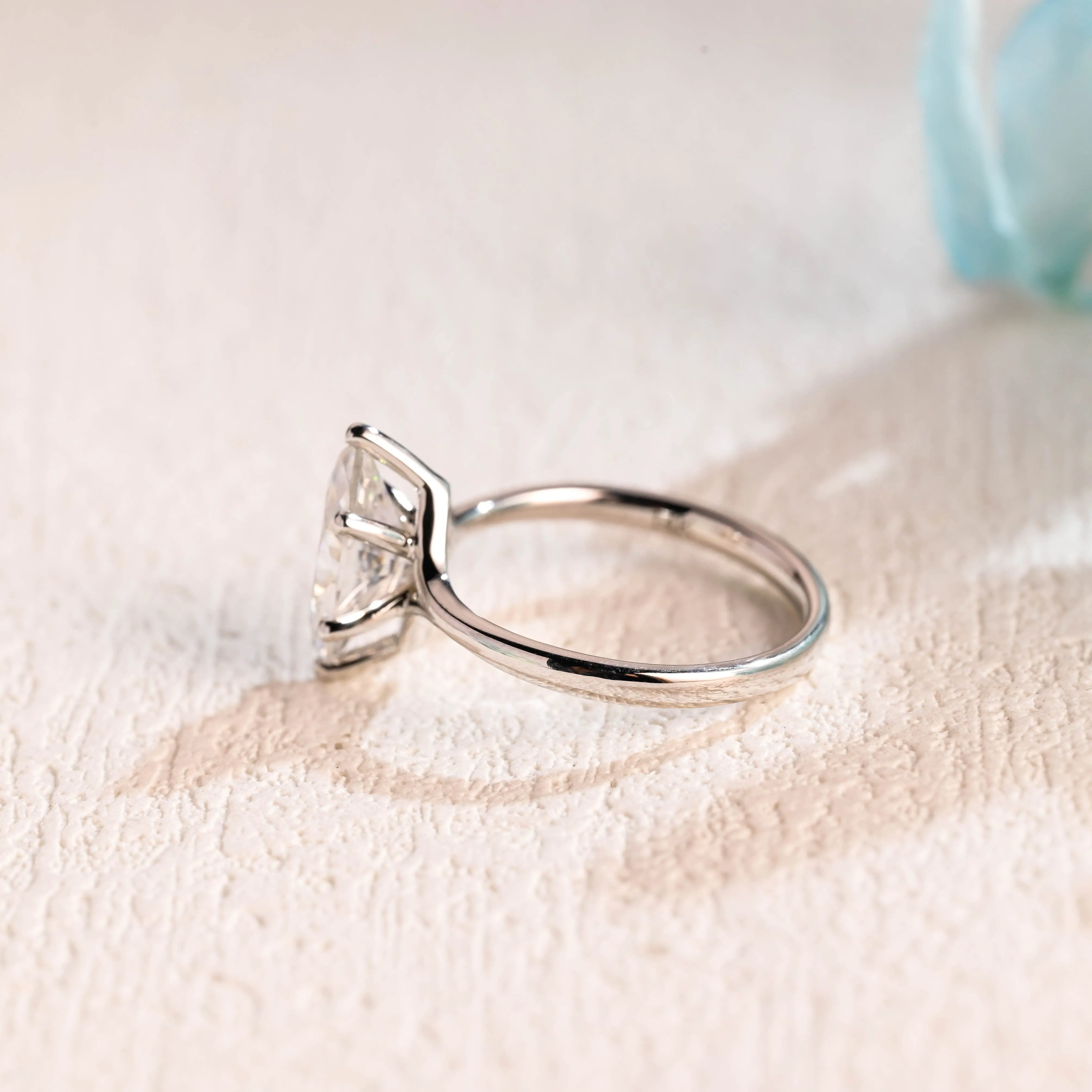 Solid Gold Solitaire Marquise Cut Moissanite Engagement Ring sold by Causyou product image thumbnail 5