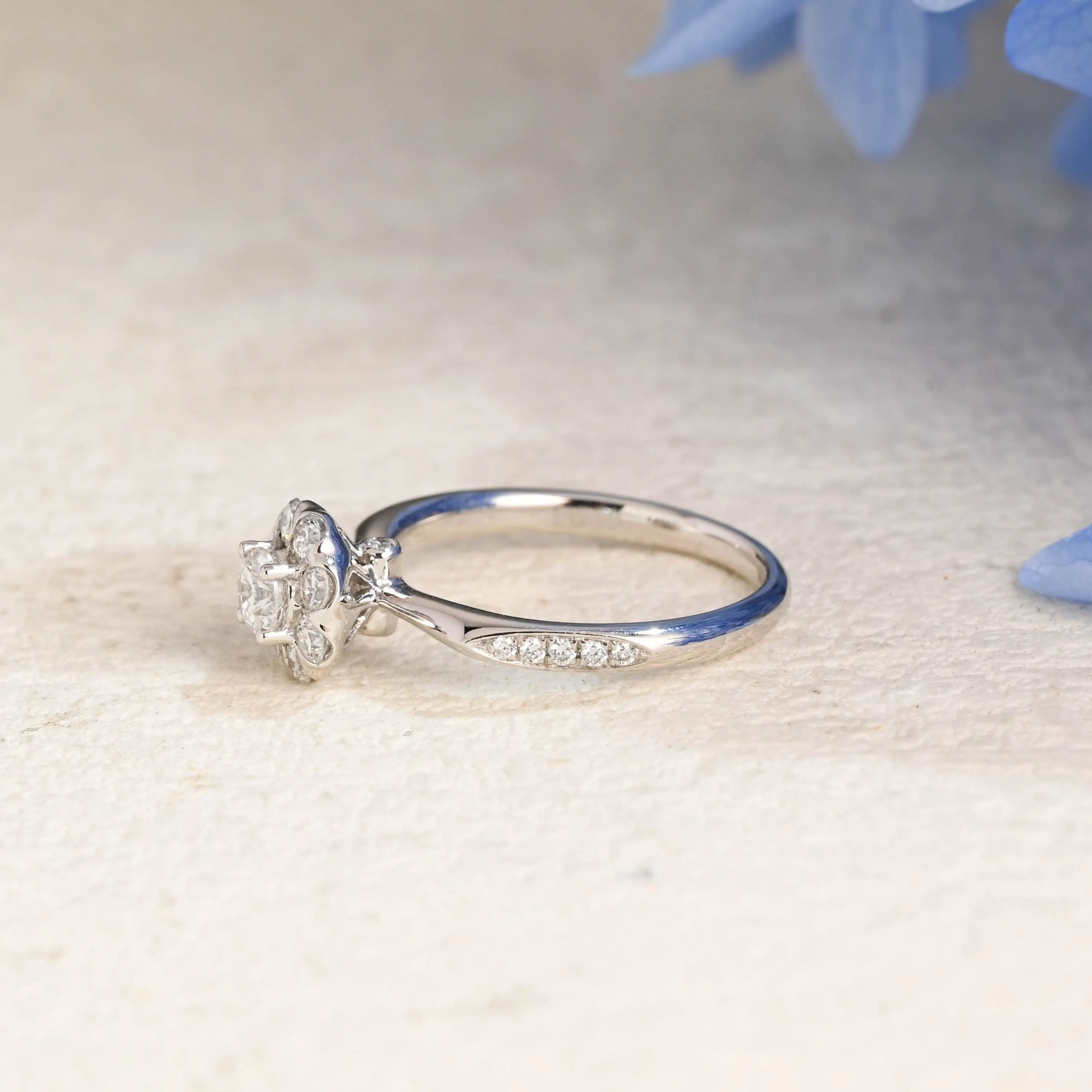 Solid Gold Cluster Round Cut Moissanite Engagement Ring sold by Causyou product image thumbnail 4