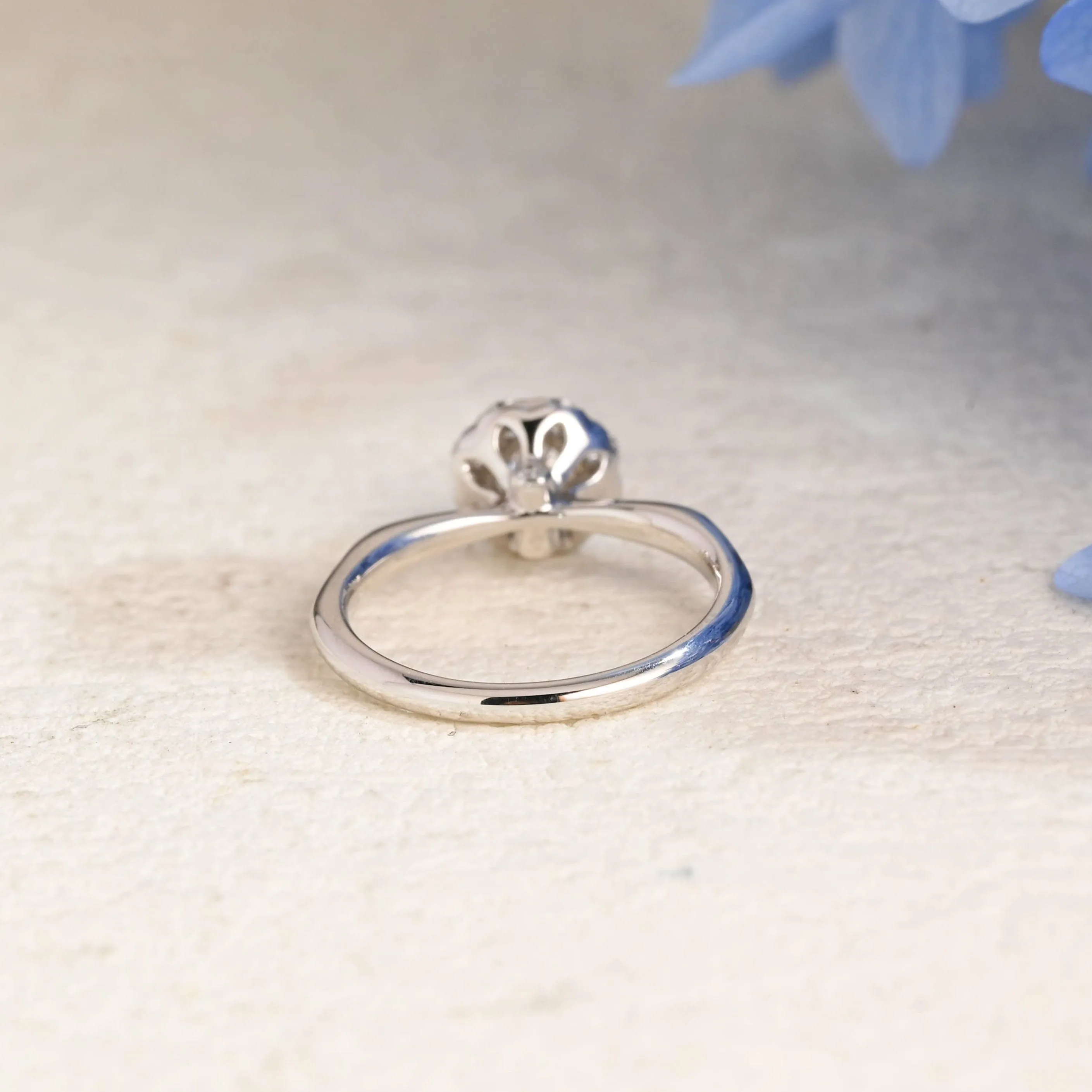 Solid Gold Cluster Round Cut Moissanite Engagement Ring sold by Causyou product image thumbnail 5