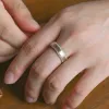 Solid Gold 6mm Satin-Finish Round Cut Moissanite Wedding Band for Men sold by Causyou