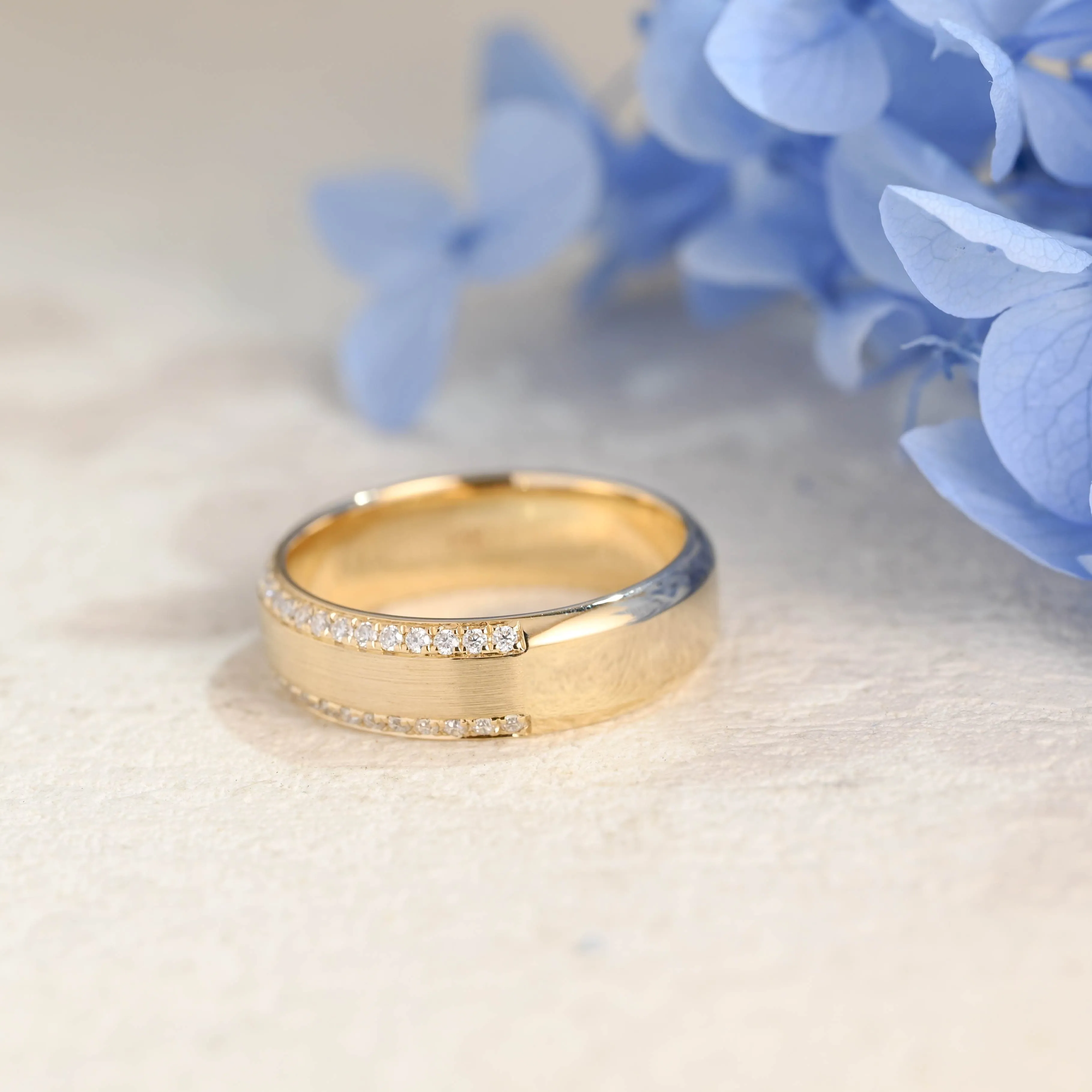 Solid Gold 6mm Satin-Finish Round Cut Moissanite Wedding Band for Men sold by Causyou product image thumbnail 4