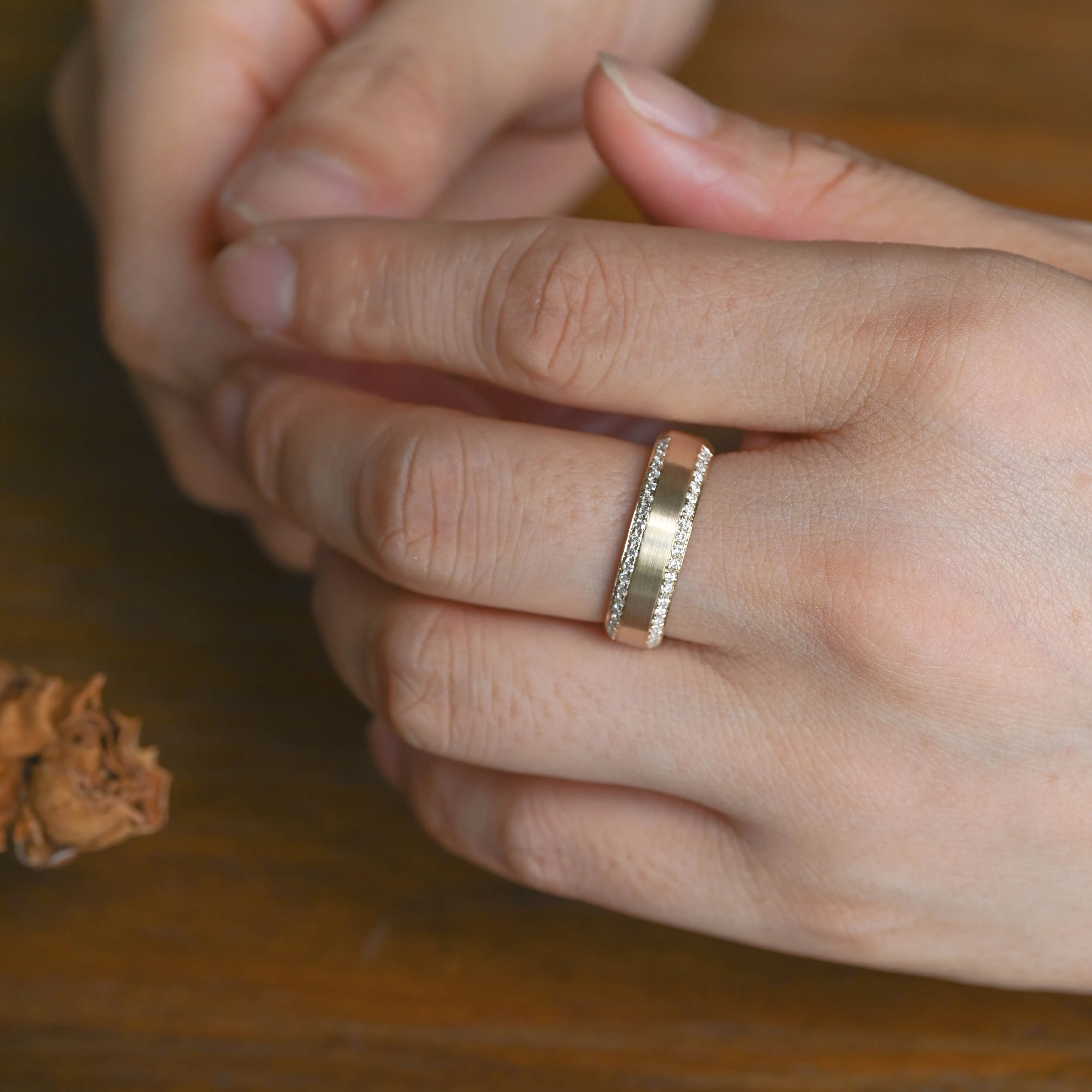 Solid Gold 6mm Satin-Finish Round Cut Moissanite Wedding Band for Men sold by Causyou product image thumbnail 3