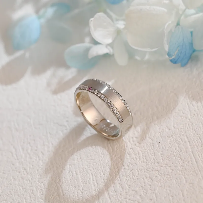 Solid Gold 6mm Satin-Finish Round Moissanite Wedding Band sold by Causyou