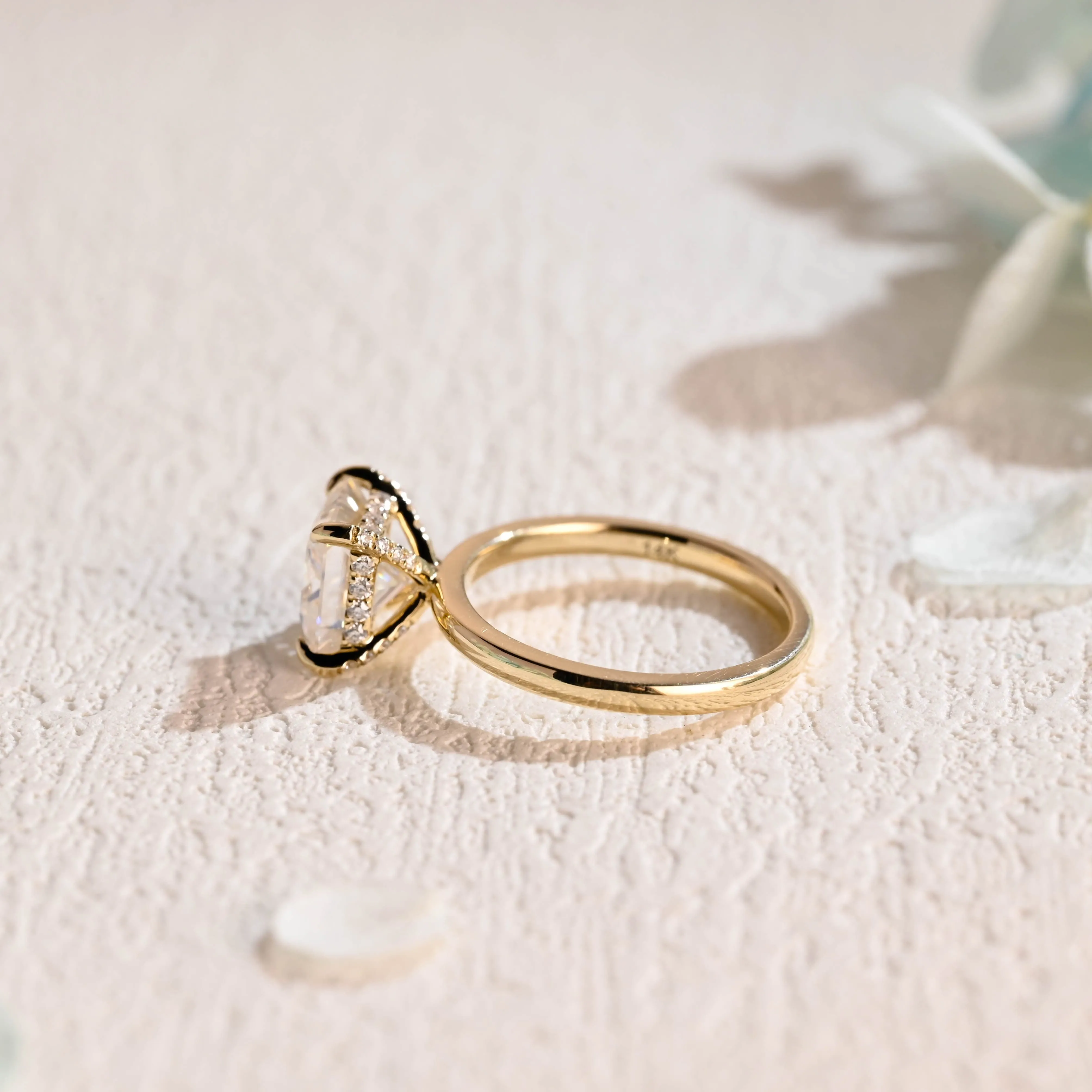 Solid Gold Hidden Halo Princess Cut Moissanite Engagement Ring sold by Causyou product image thumbnail 5