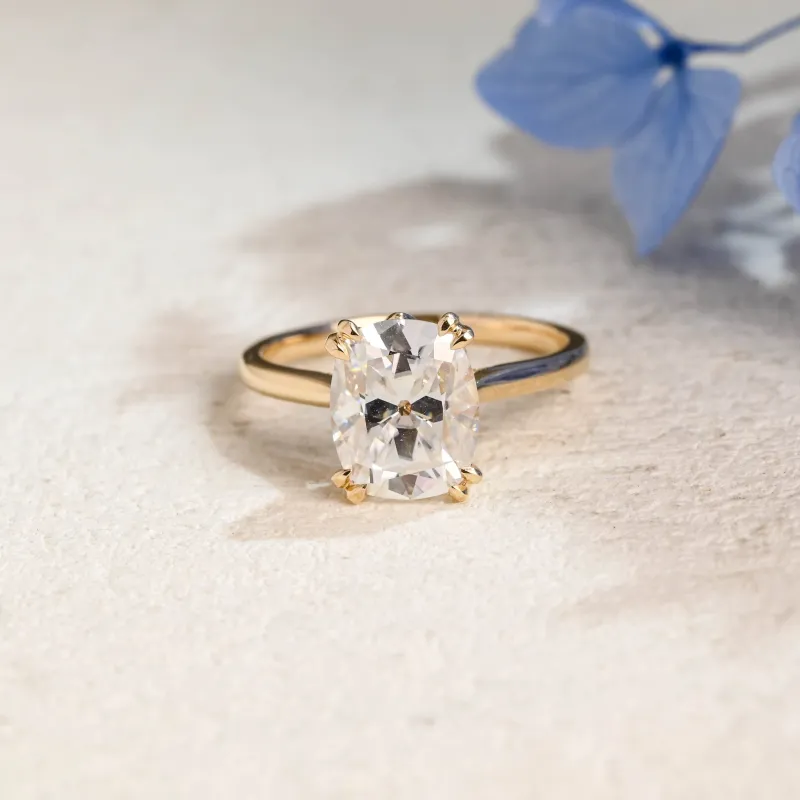 Solid Gold Old Mine Elongated Cushion Cut Moissanite Engagement Ring sold by Causyou