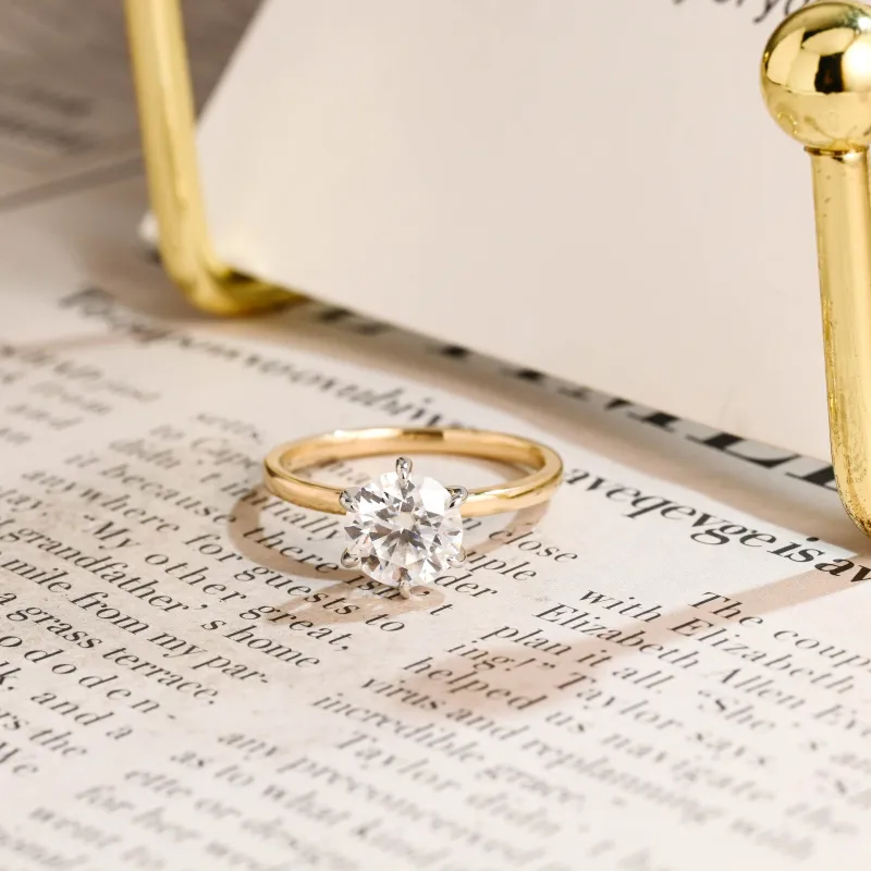 CausYou Solid Gold D/VS1 Two Tone Round Cut Diamond Ring, Lab Grown Diamond Engagement Ring sold by Causyou