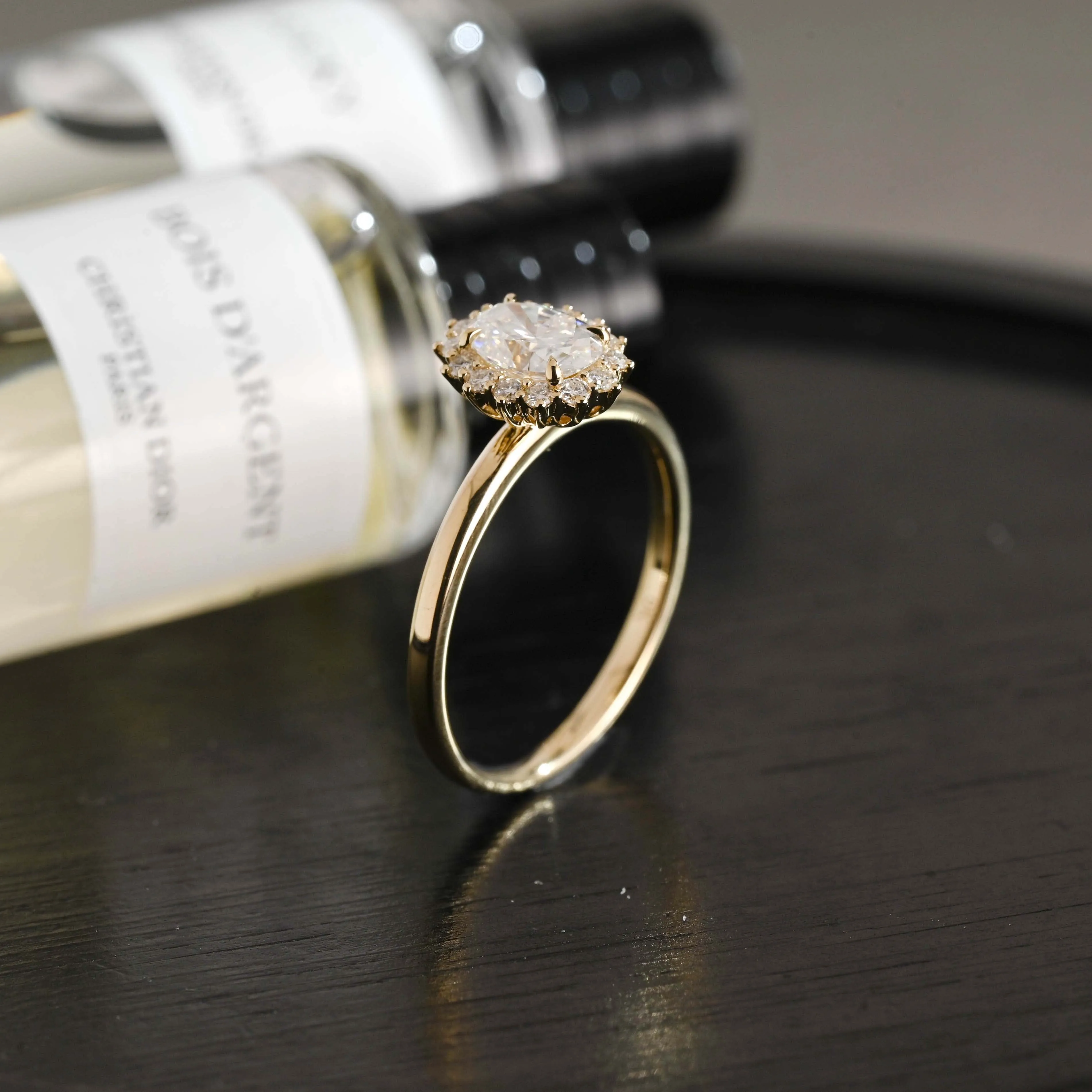 Solid Gold D/VS1 Flower Oval Cut Lab Grown Diamond Engagement Ring sold by Causyou product image thumbnail 3