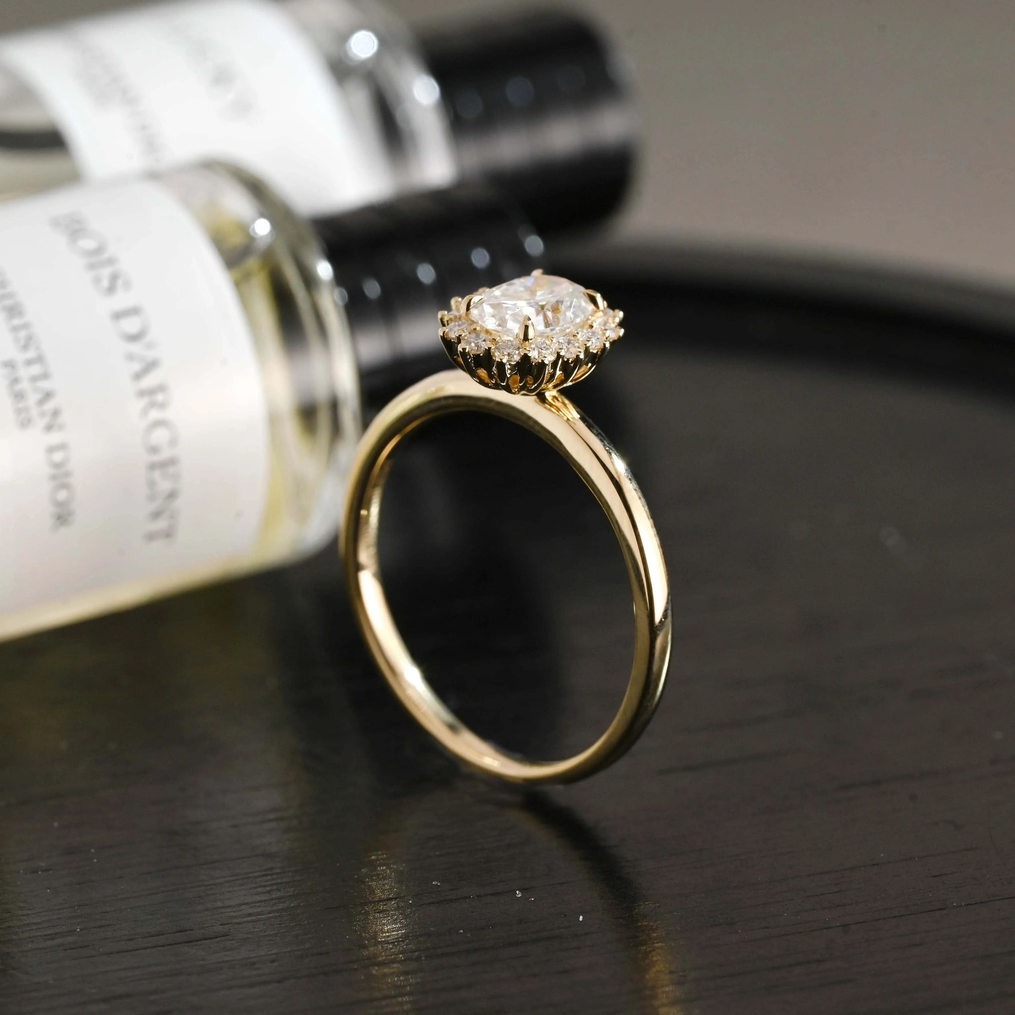 Solid Gold D/VS1 Flower Oval Cut Lab Grown Diamond Engagement Ring sold by Causyou product image thumbnail 4