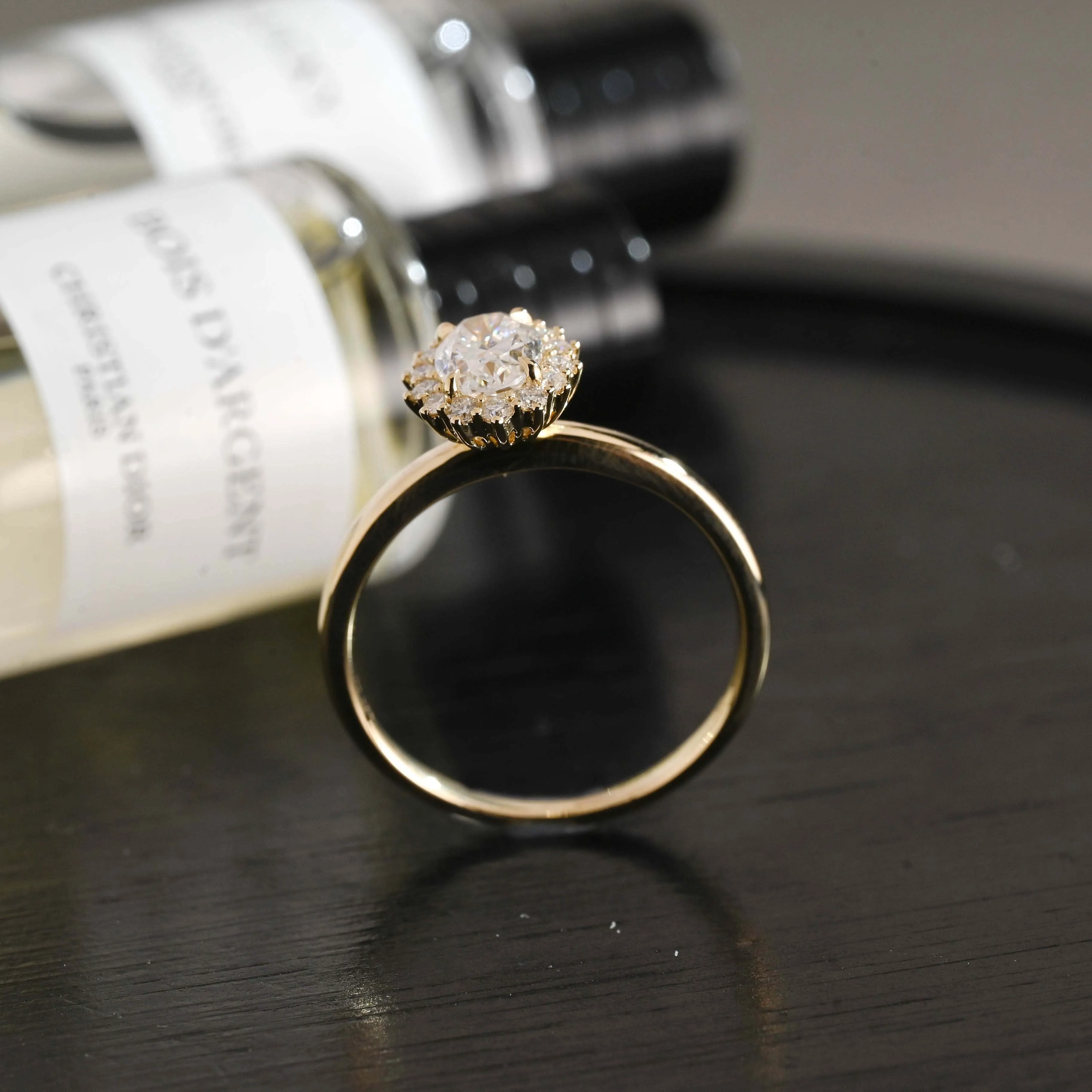 Solid Gold D/VS1 Flower Oval Cut Lab Grown Diamond Engagement Ring sold by Causyou product image thumbnail 2