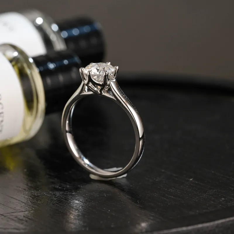 Solid Gold D/VS1 Tulip Setting Round Cut Lab Grown Diamond Engagement Ring sold by Causyou