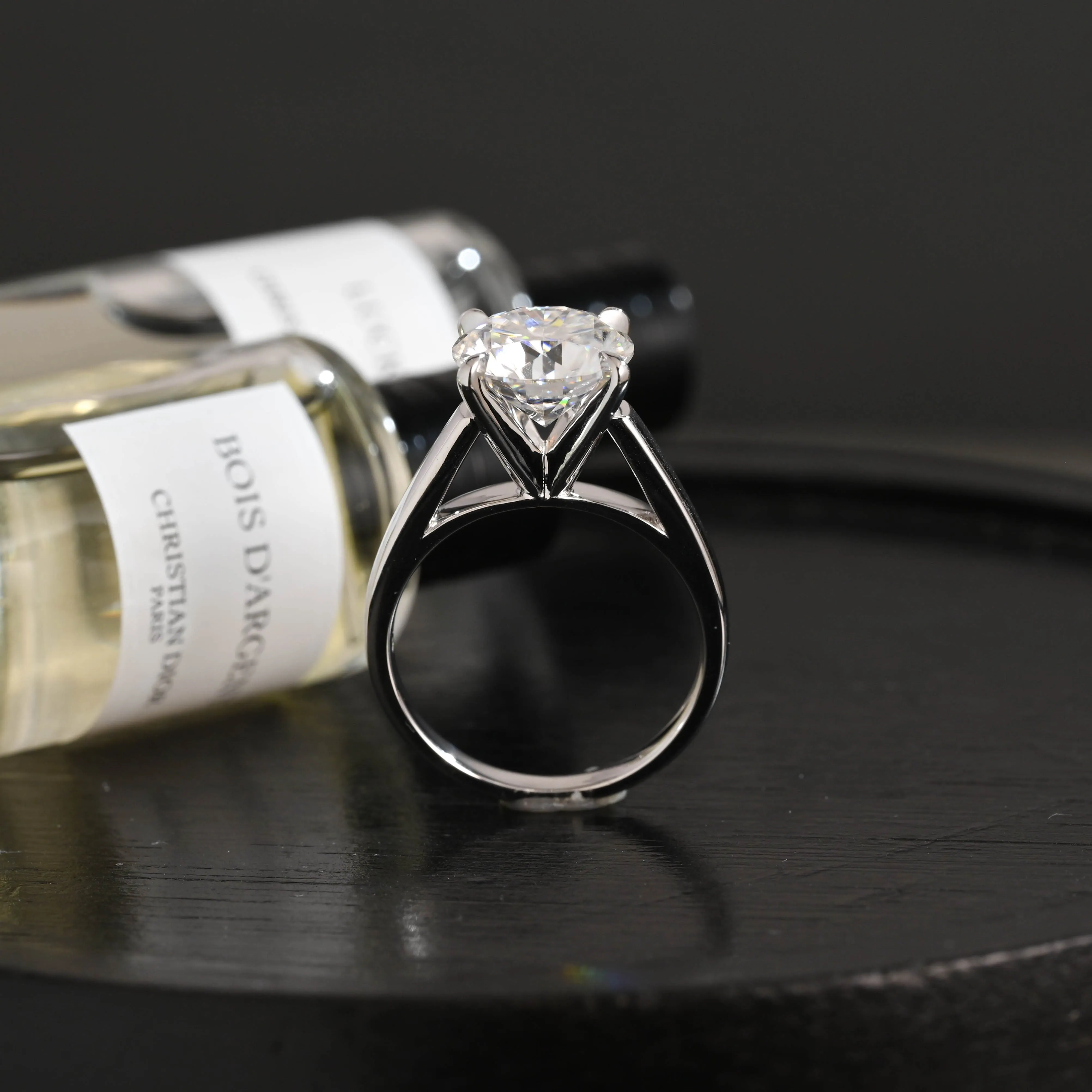 Solid Gold D/VS1 High Setting Round Cut Lab Grown Diamond Engagement Ring sold by Causyou