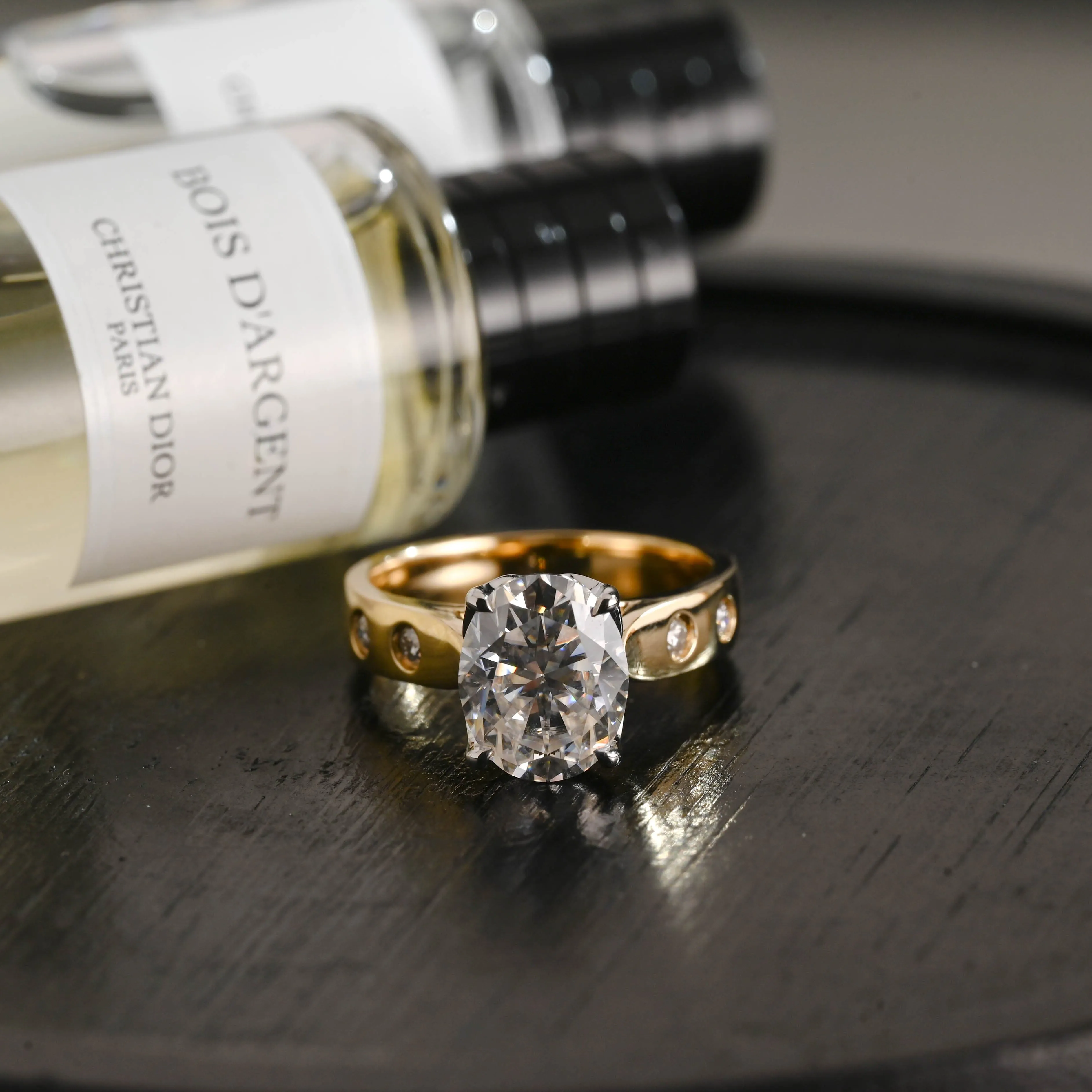 Solid Gold D/VS1 Two Tone Tulip Setting Oval Cut Lab Grown Diamond Engagement Ring sold by Causyou