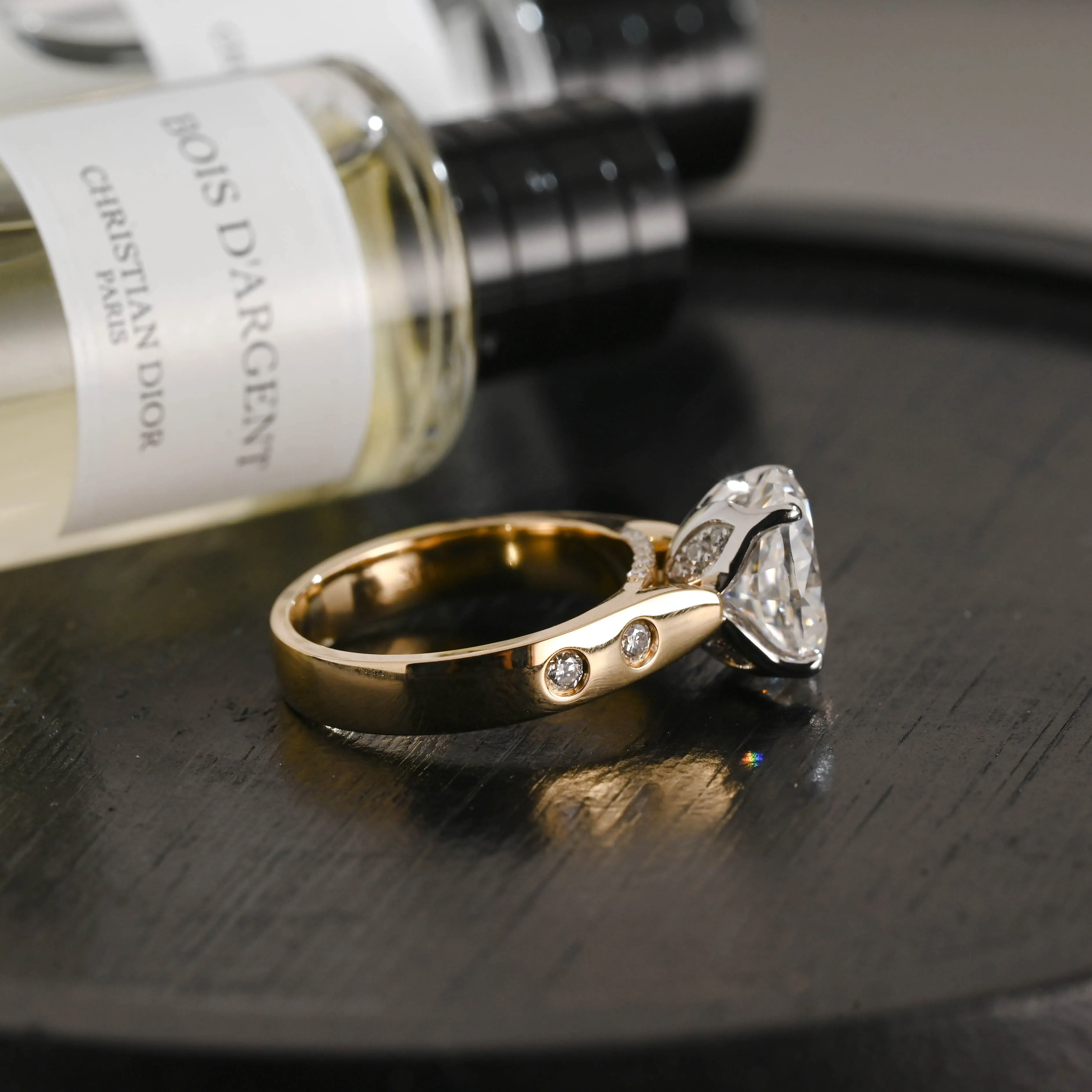 Solid Gold D/VS1 Two Tone Tulip Setting Oval Cut Lab Grown Diamond Engagement Ring sold by Causyou product image thumbnail 5