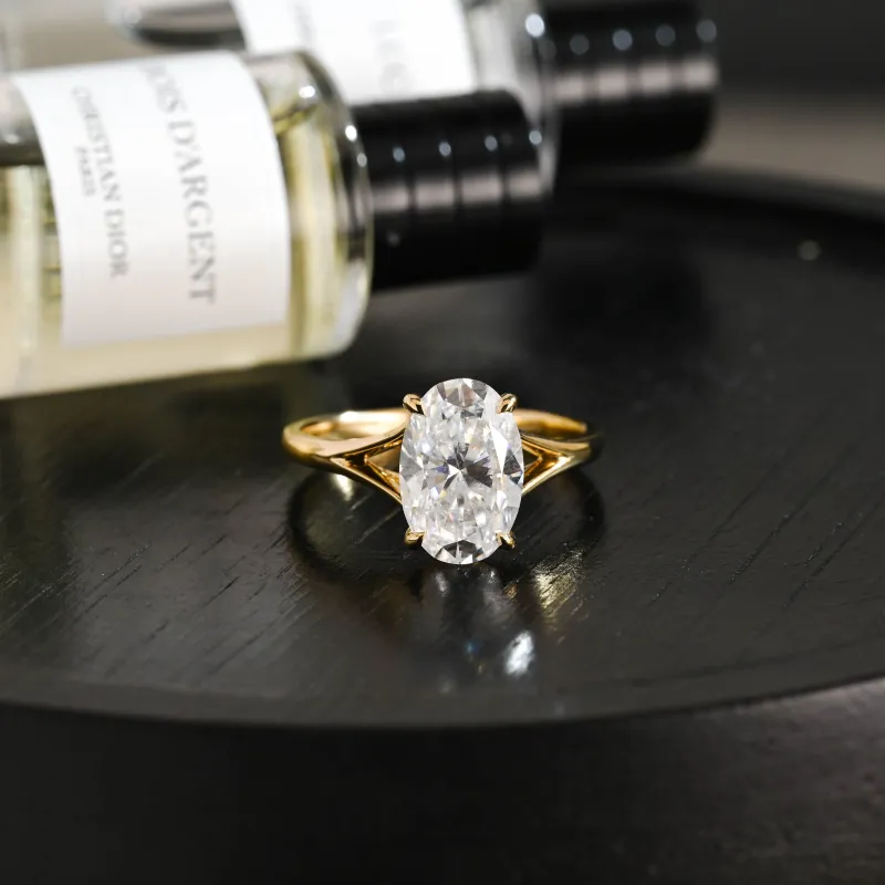 Solid Gold D/VS1 Split Shank Oval Cut Lab Grown Diamond Engagement Ring sold by Causyou