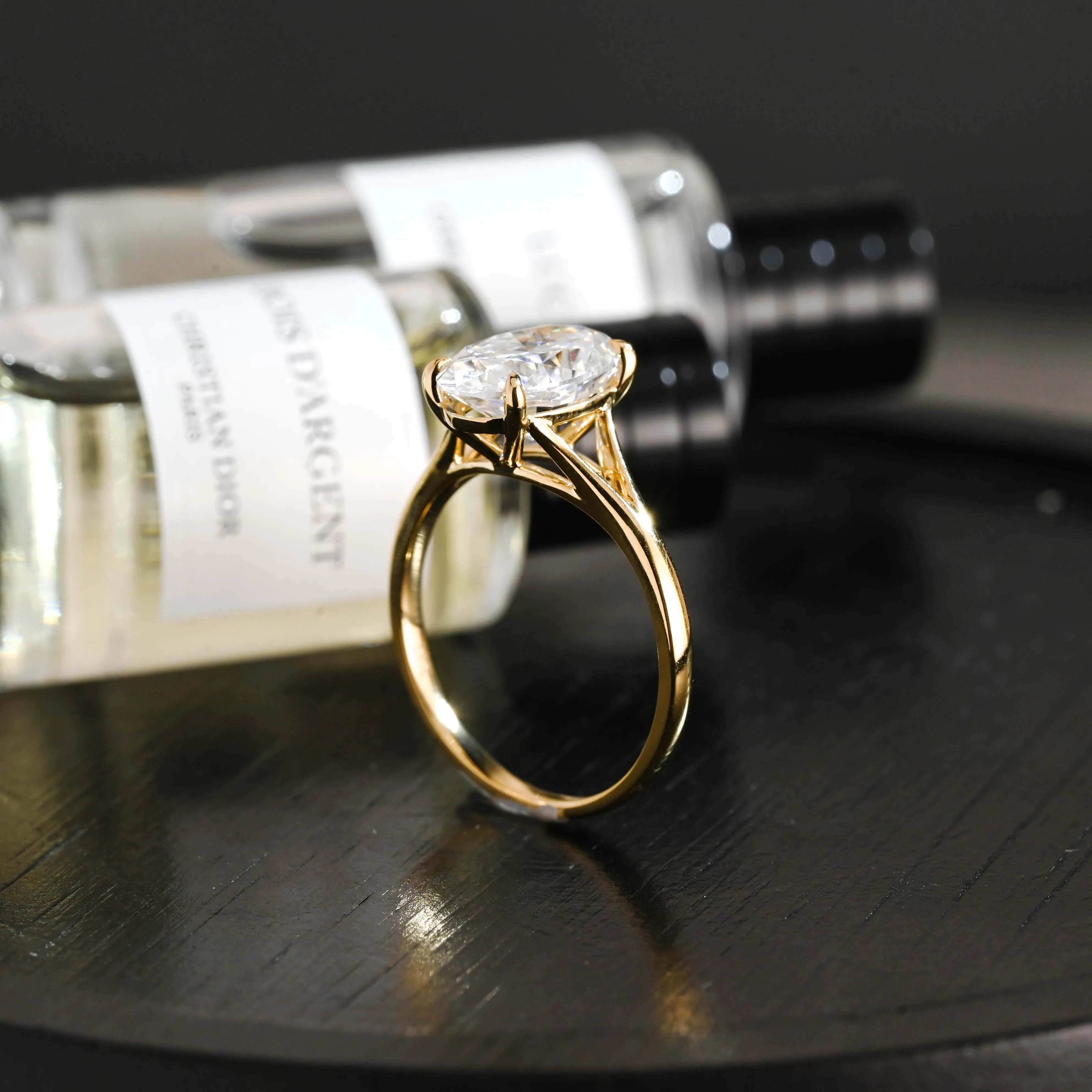 Solid Gold D/VS1 Split Shank Oval Cut Lab Grown Diamond Engagement Ring sold by Causyou product image thumbnail 5