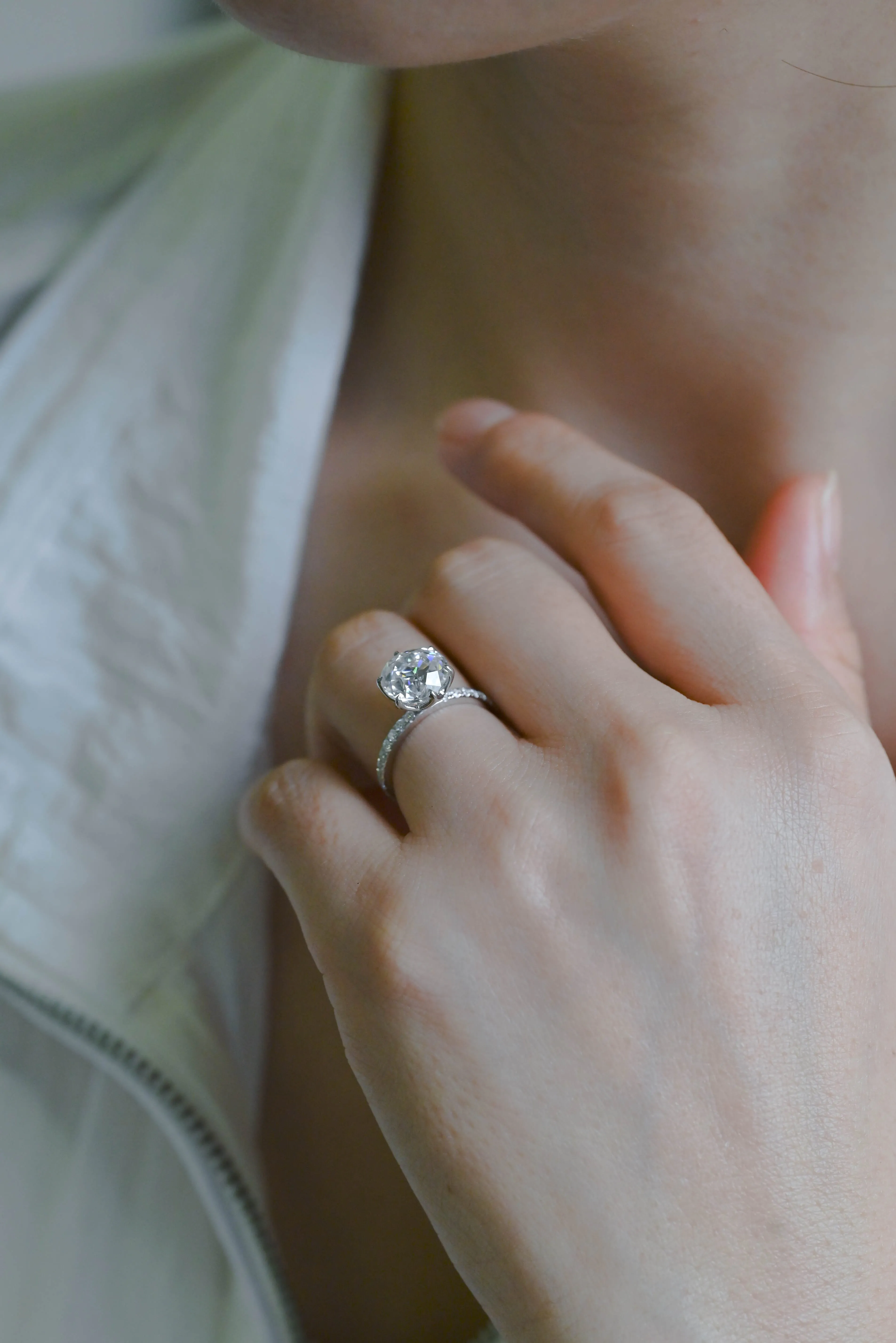 Solid Gold D/VS Half Pave Tulip Setting Round Cut Lab Grown Diamond Engagement Ring sold by Causyou product image thumbnail 4