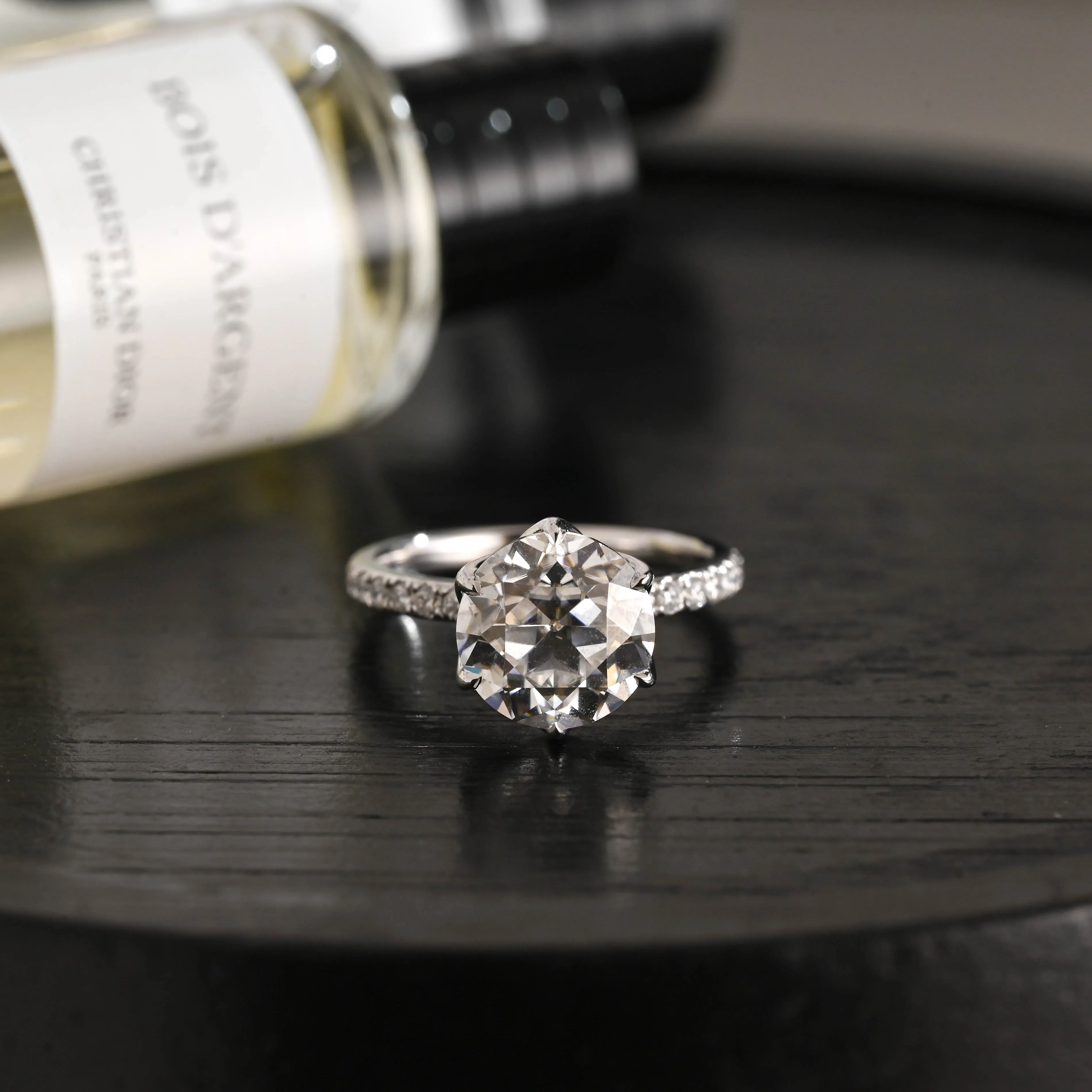 Solid Gold D/VS Half Pave Tulip Setting Round Cut Lab Grown Diamond Engagement Ring sold by Causyou