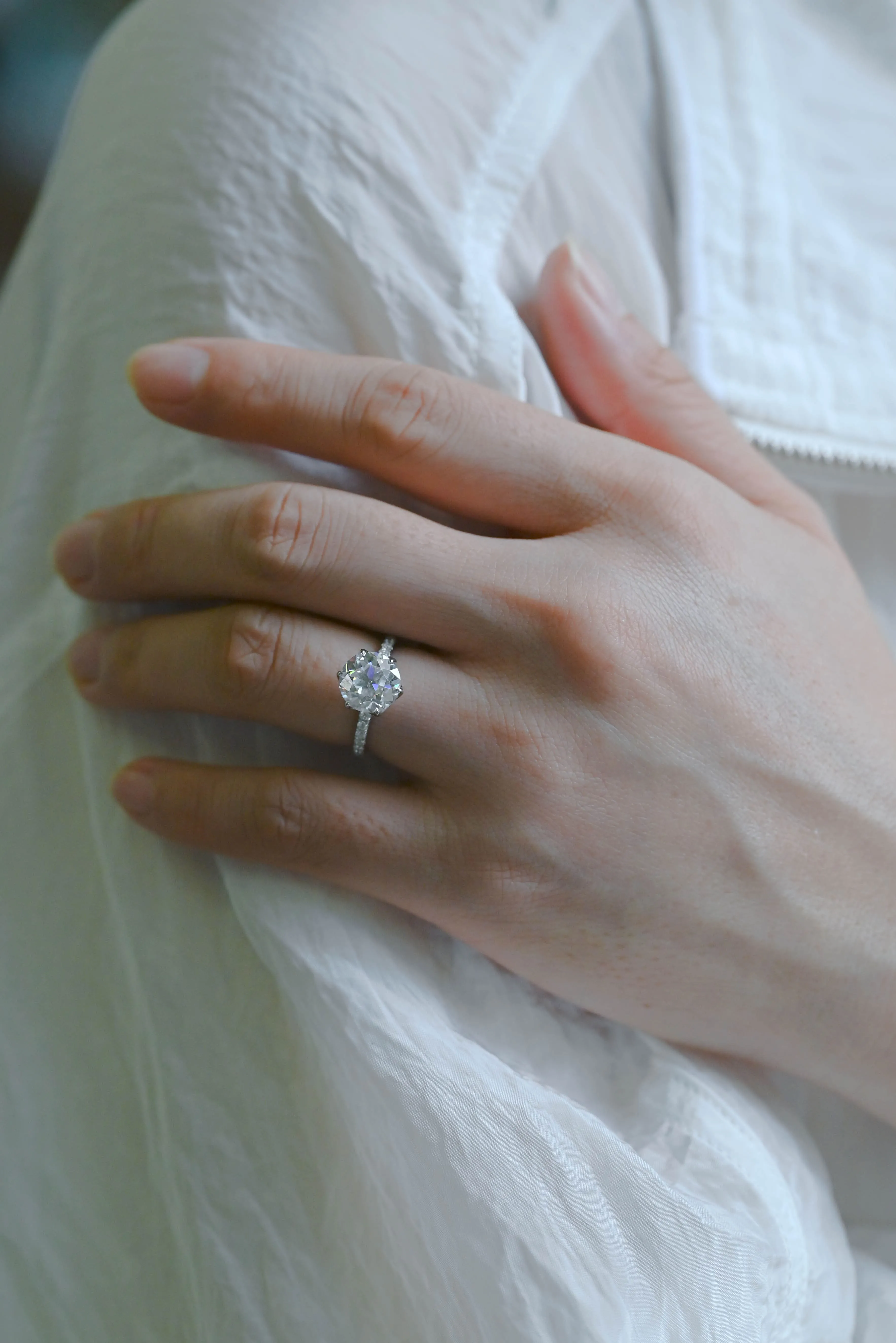 Solid Gold D/VS Half Pave Tulip Setting Round Cut Lab Grown Diamond Engagement Ring sold by Causyou product image thumbnail 2