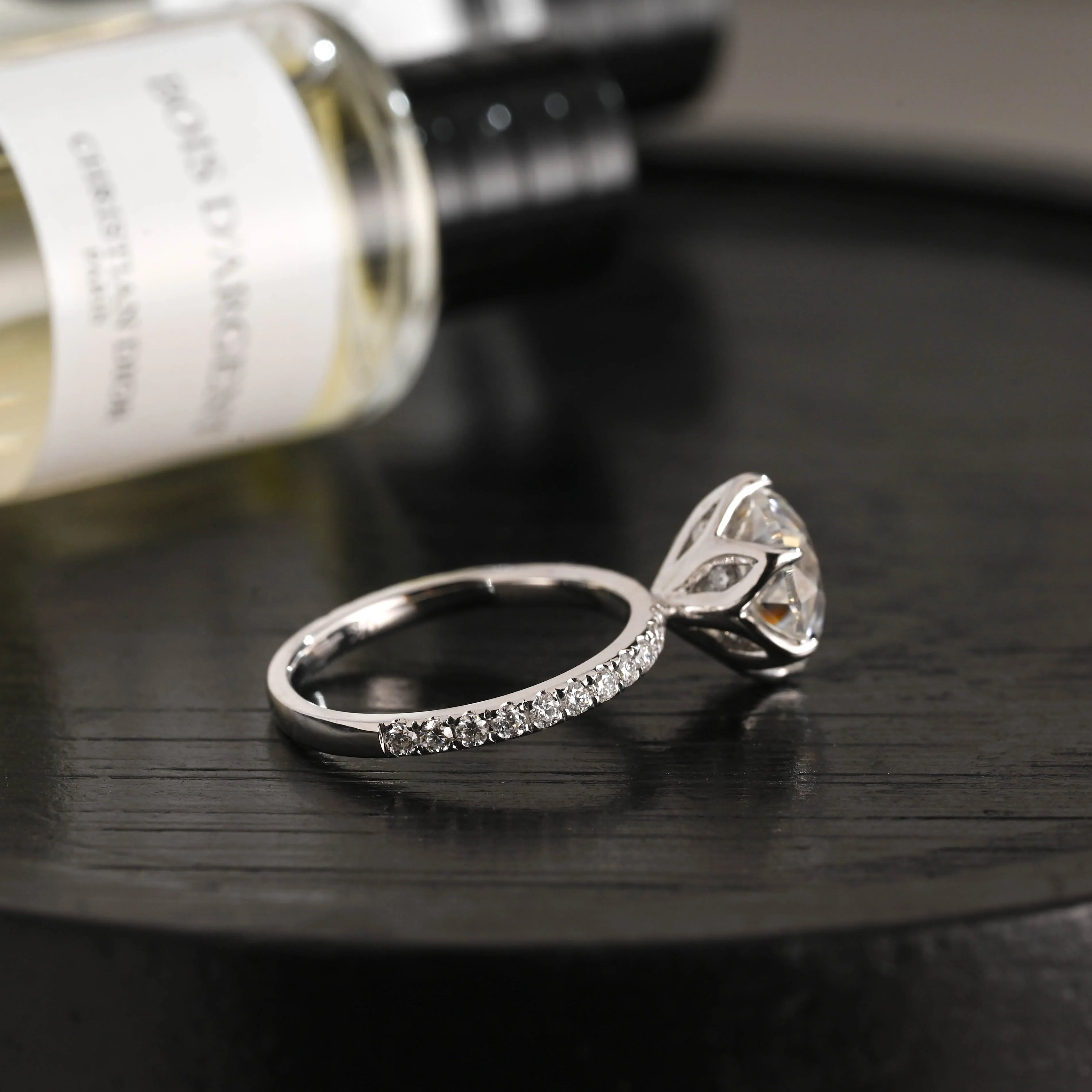 Solid Gold D/VS Half Pave Tulip Setting Round Cut Lab Grown Diamond Engagement Ring sold by Causyou product image thumbnail 5