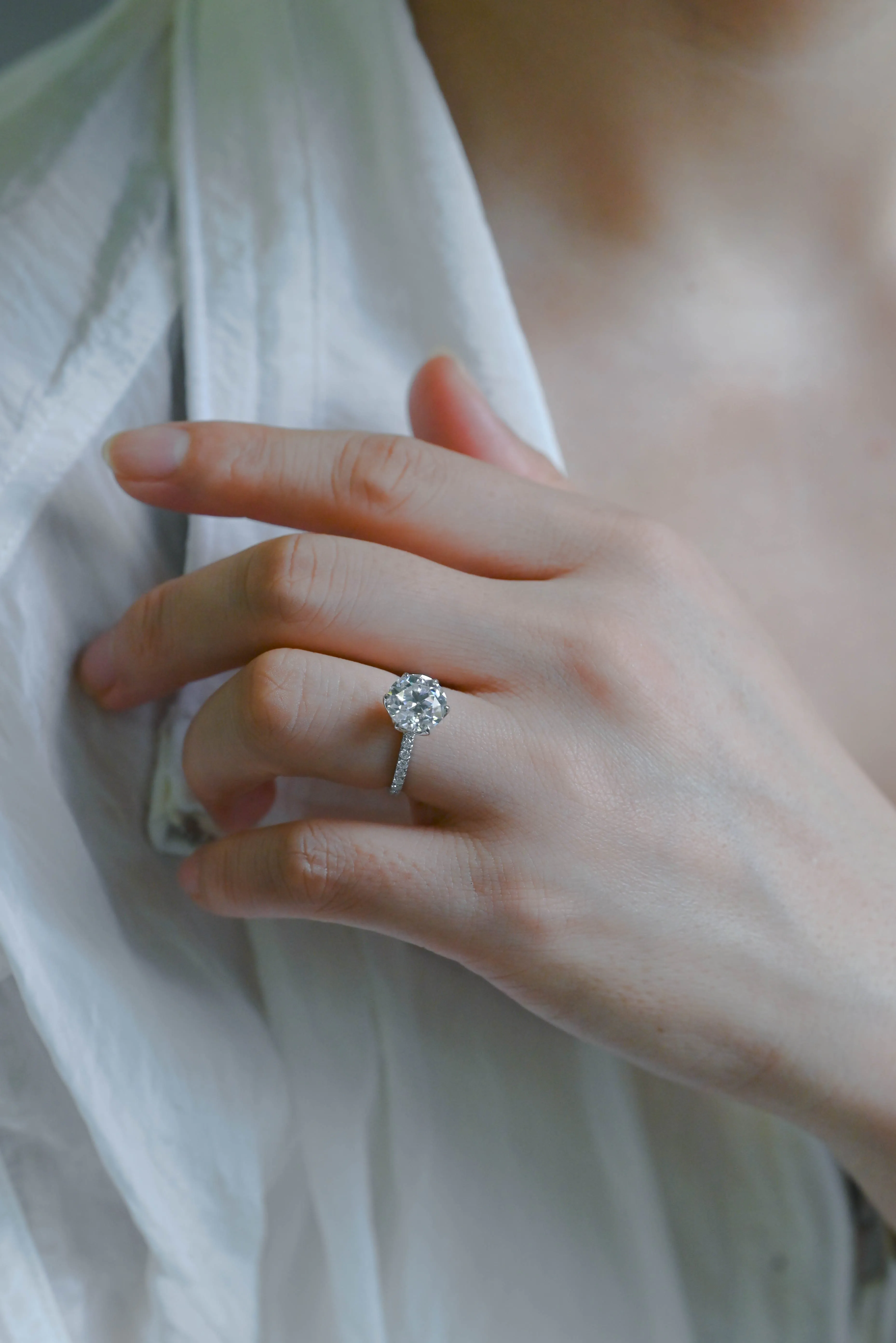 Solid Gold D/VS Half Pave Tulip Setting Round Cut Lab Grown Diamond Engagement Ring sold by Causyou product image thumbnail 3