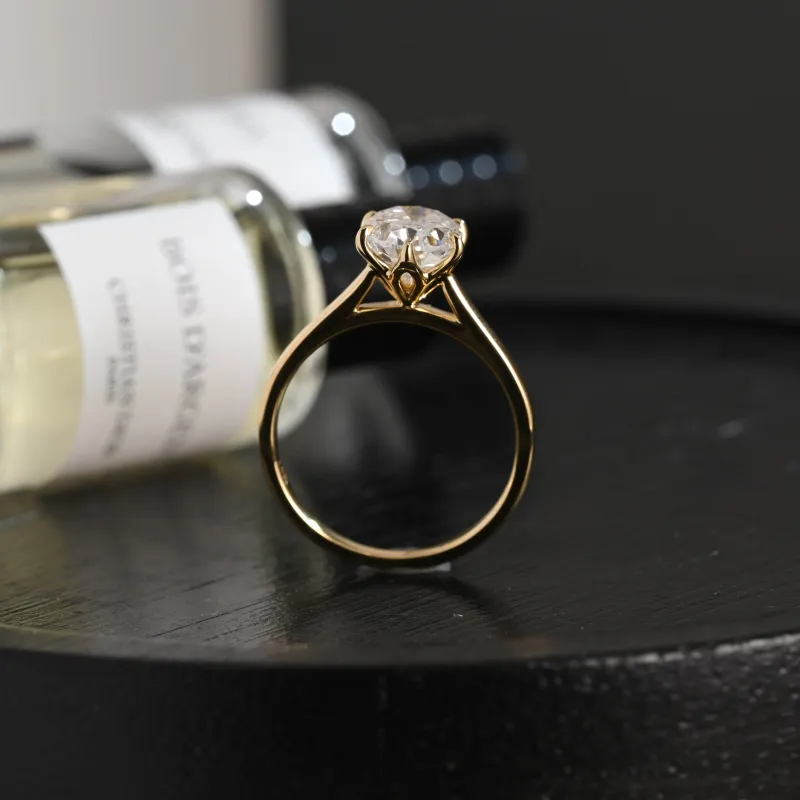 Solid Gold D/VS1 Cathedral Tulip Setting Oval Cut Lab Grown Diamond Engagement Ring sold by Causyou