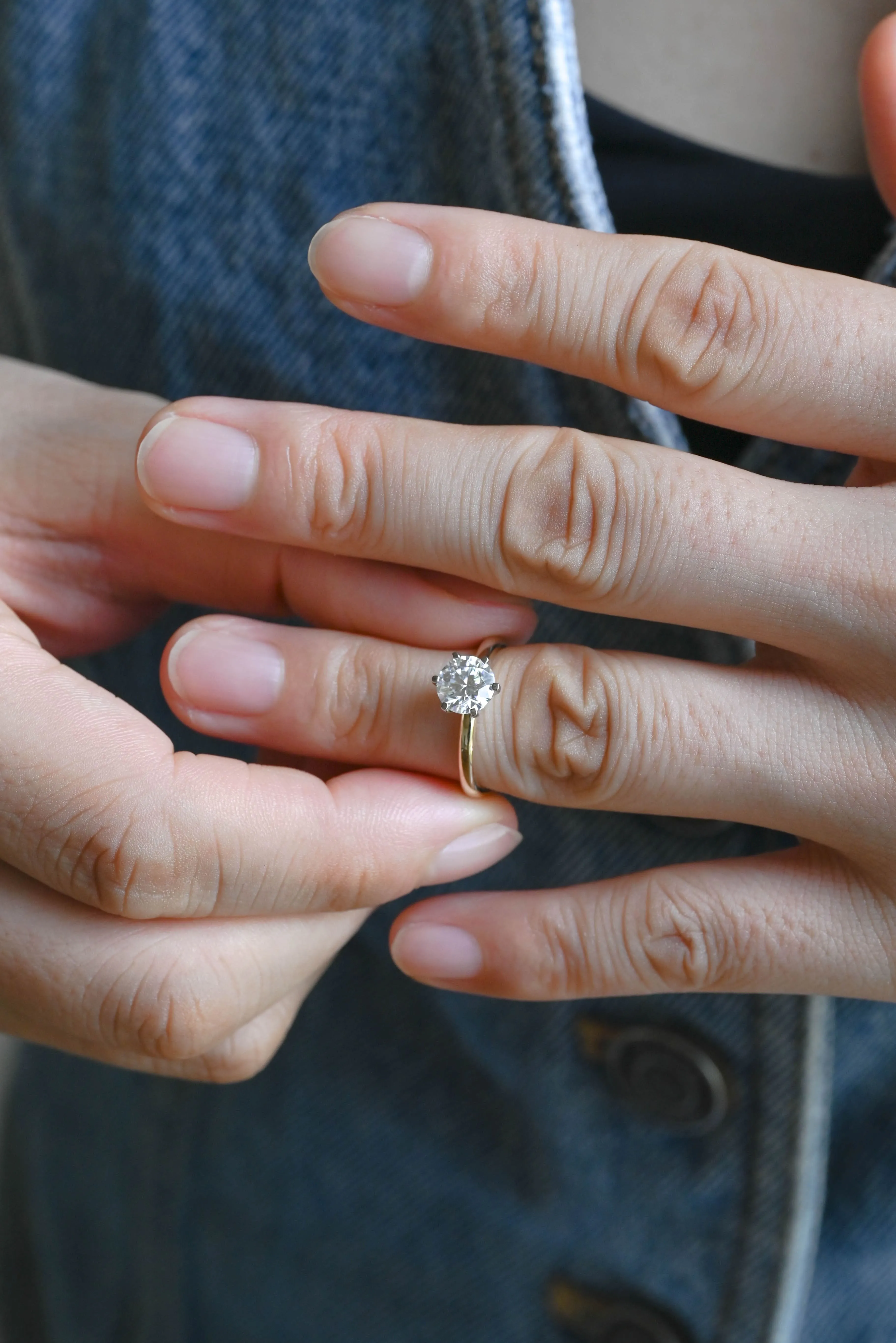 Solid Gold D/VS1 Solitaire Round Cut Lab Grown Diamond Engagement Ring sold by Causyou product image thumbnail 2