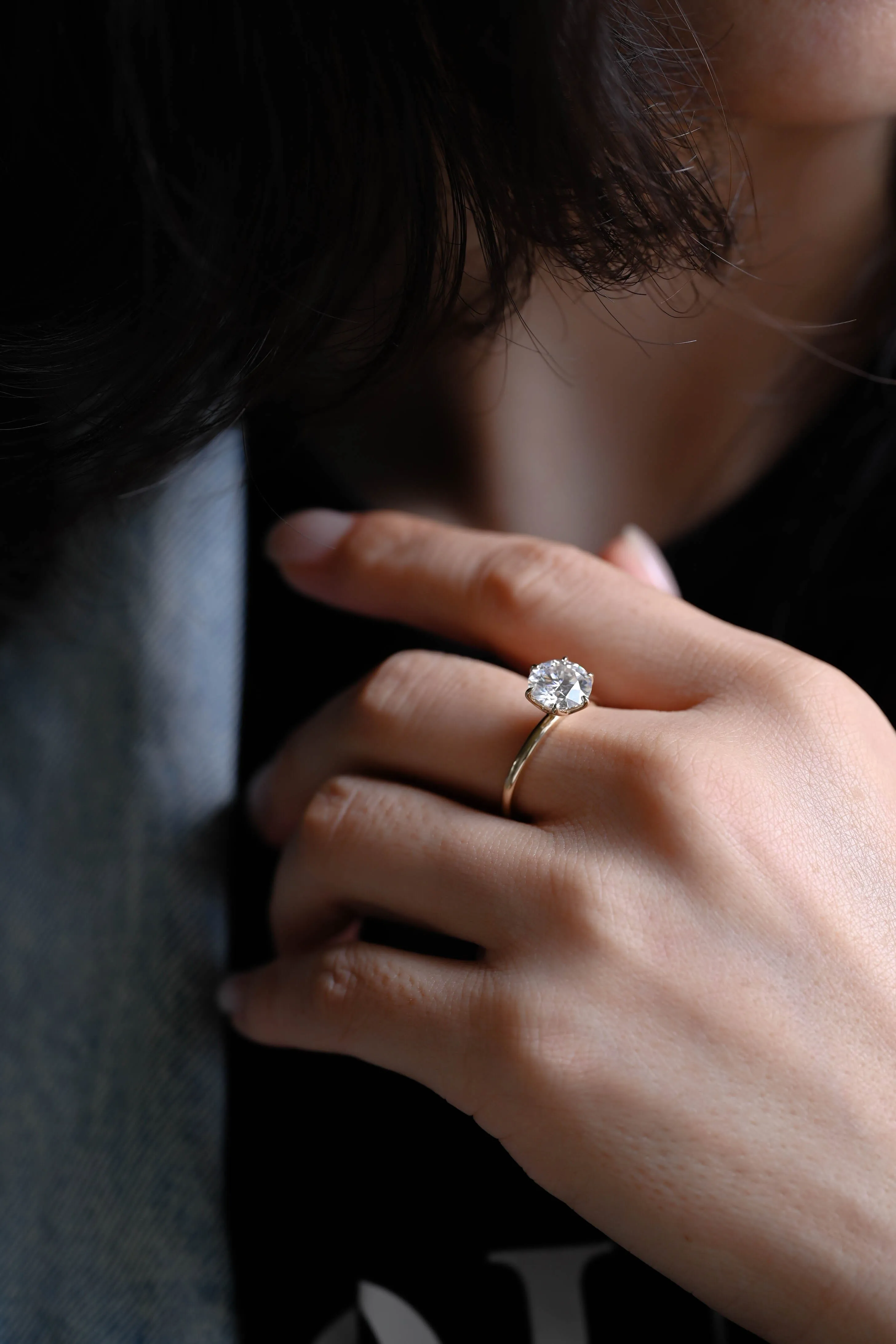 Solid Gold D/VS1 Tulip Setting Round Cut Lab Grown Diamond Engagement Ring sold by Causyou product image thumbnail 4