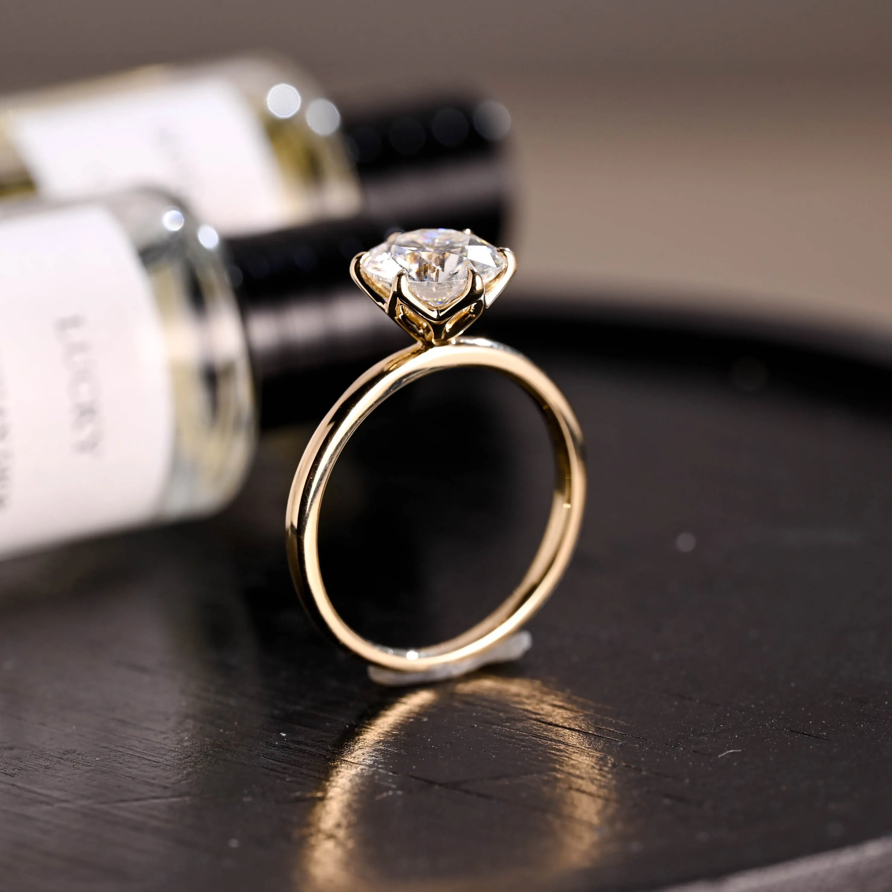 Solid Gold D/VS1 Tulip Setting Round Cut Lab Grown Diamond Engagement Ring sold by Causyou