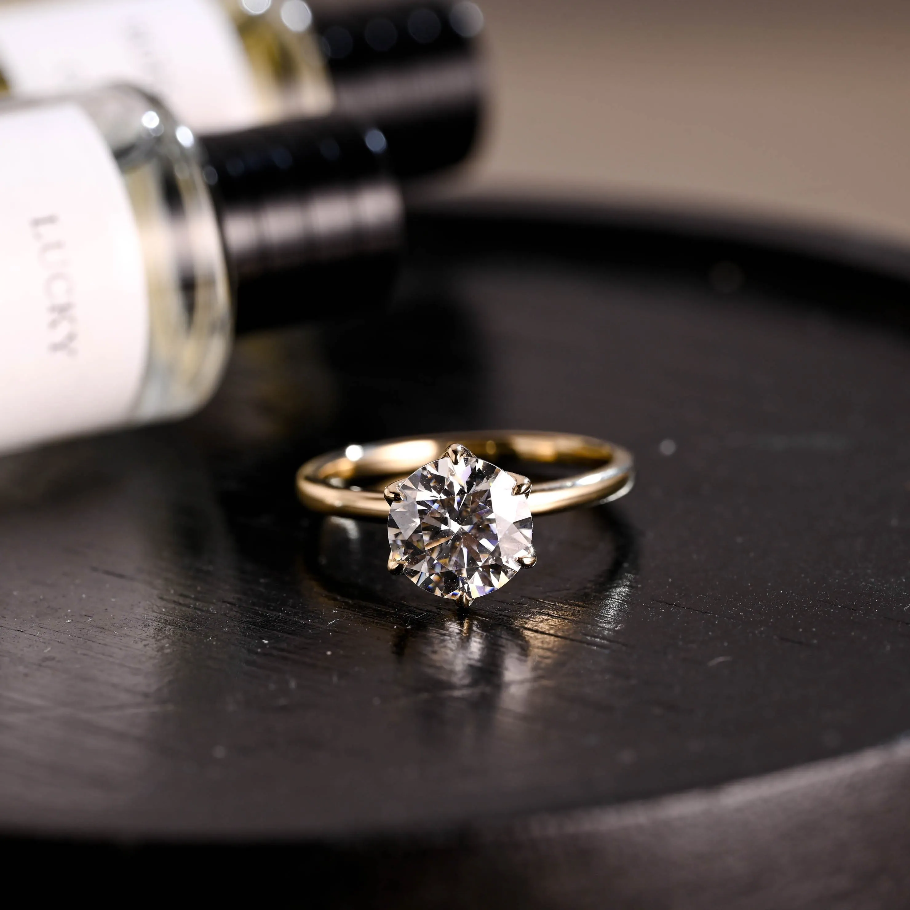 Solid Gold D/VS1 Tulip Setting Round Cut Lab Grown Diamond Engagement Ring sold by Causyou product image thumbnail 5