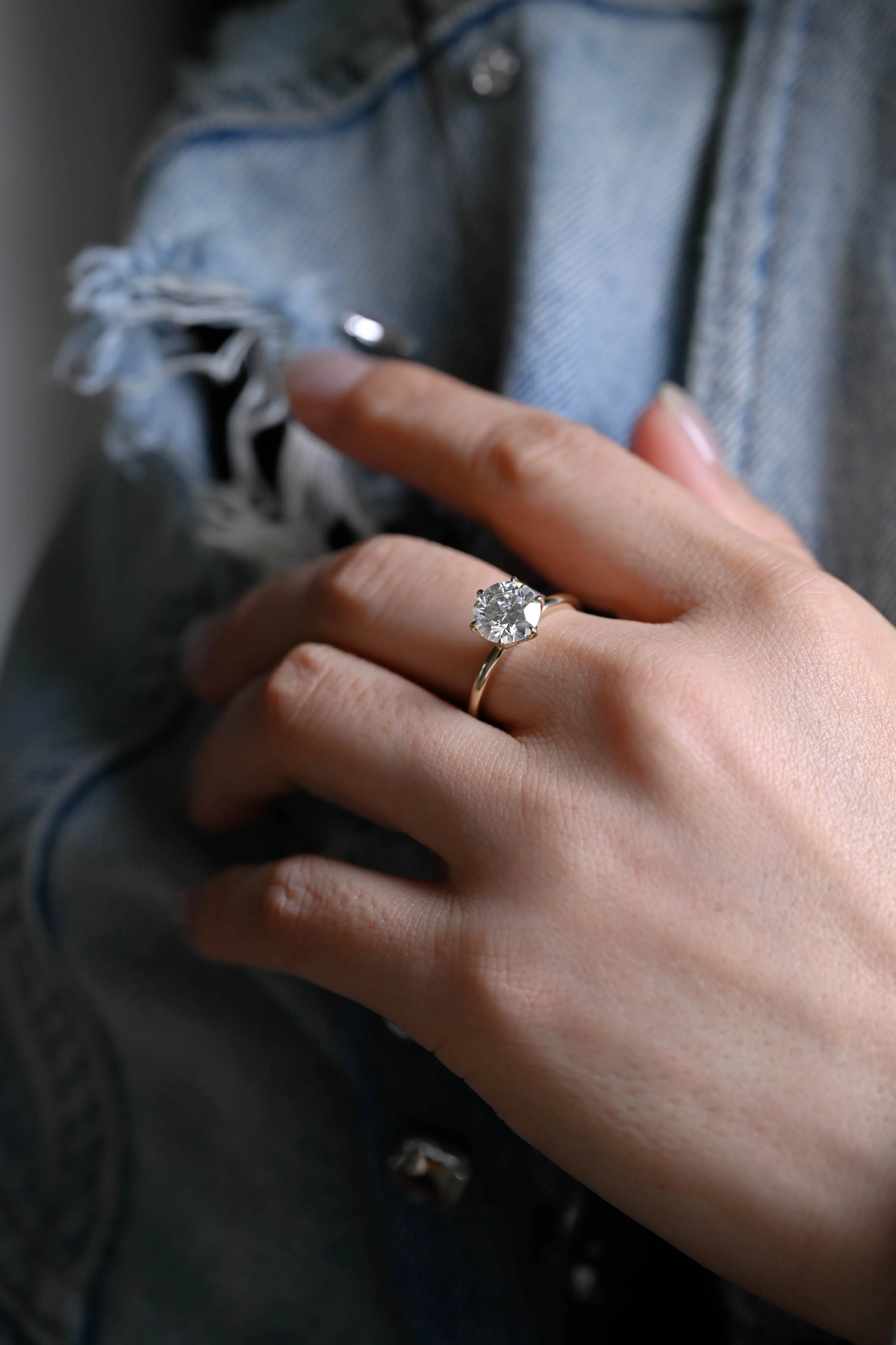 Solid Gold D/VS1 Tulip Setting Round Cut Lab Grown Diamond Engagement Ring sold by Causyou product image thumbnail 2