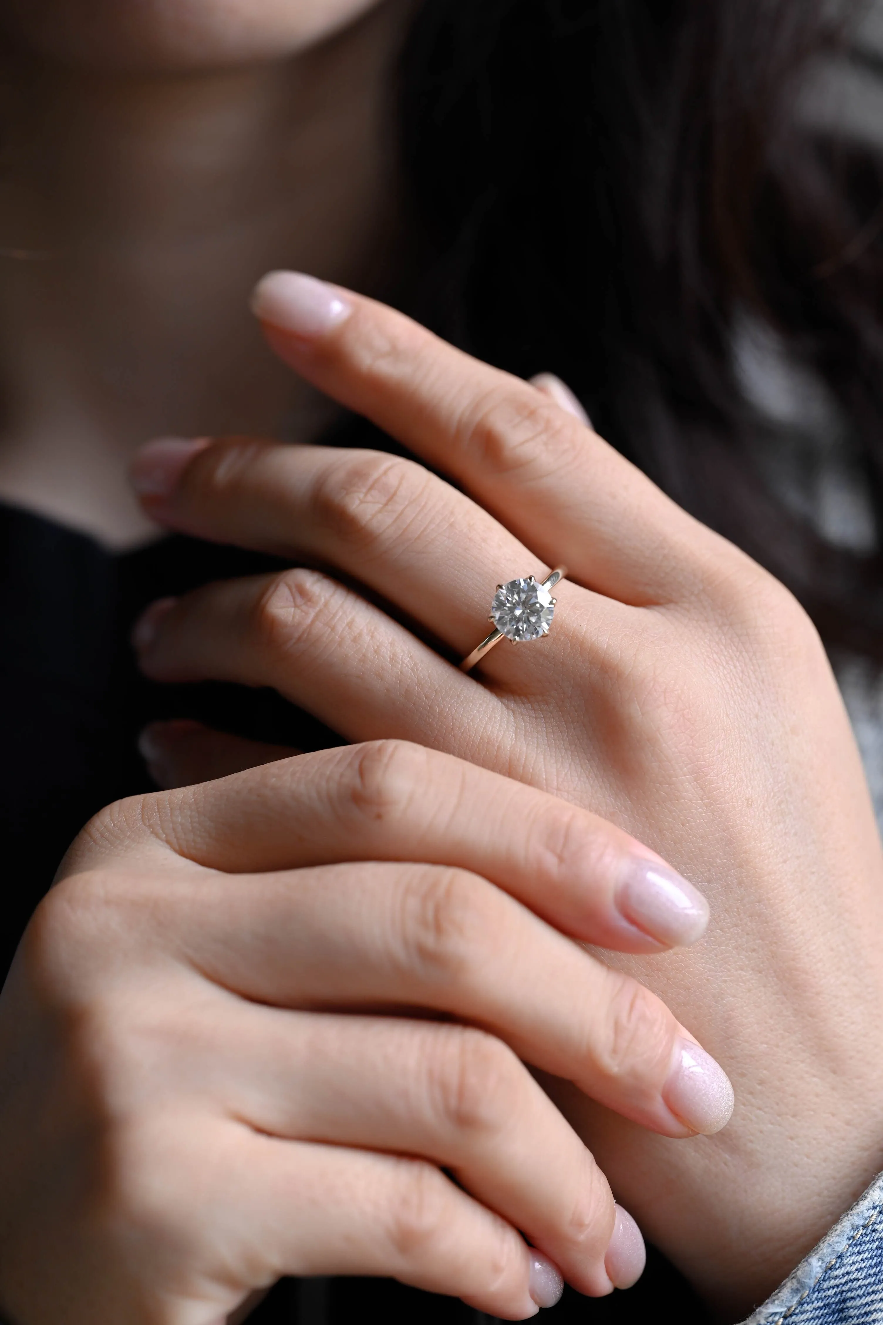 Solid Gold D/VS1 Tulip Setting Round Cut Lab Grown Diamond Engagement Ring sold by Causyou product image thumbnail 3