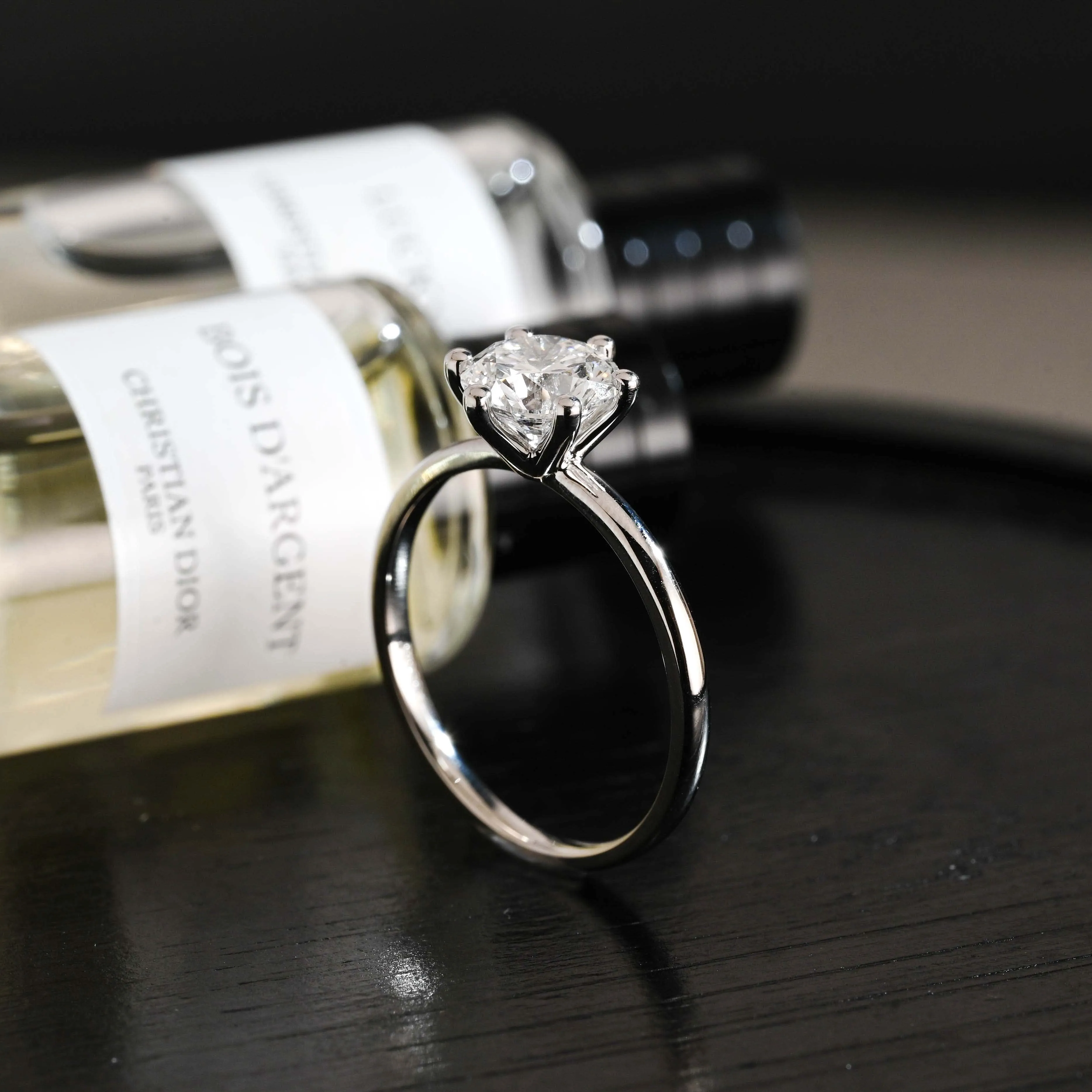 Solid Gold D/VS1 Round Cut Lab Grown Diamond Engagement Ring sold by Causyou product image thumbnail 5