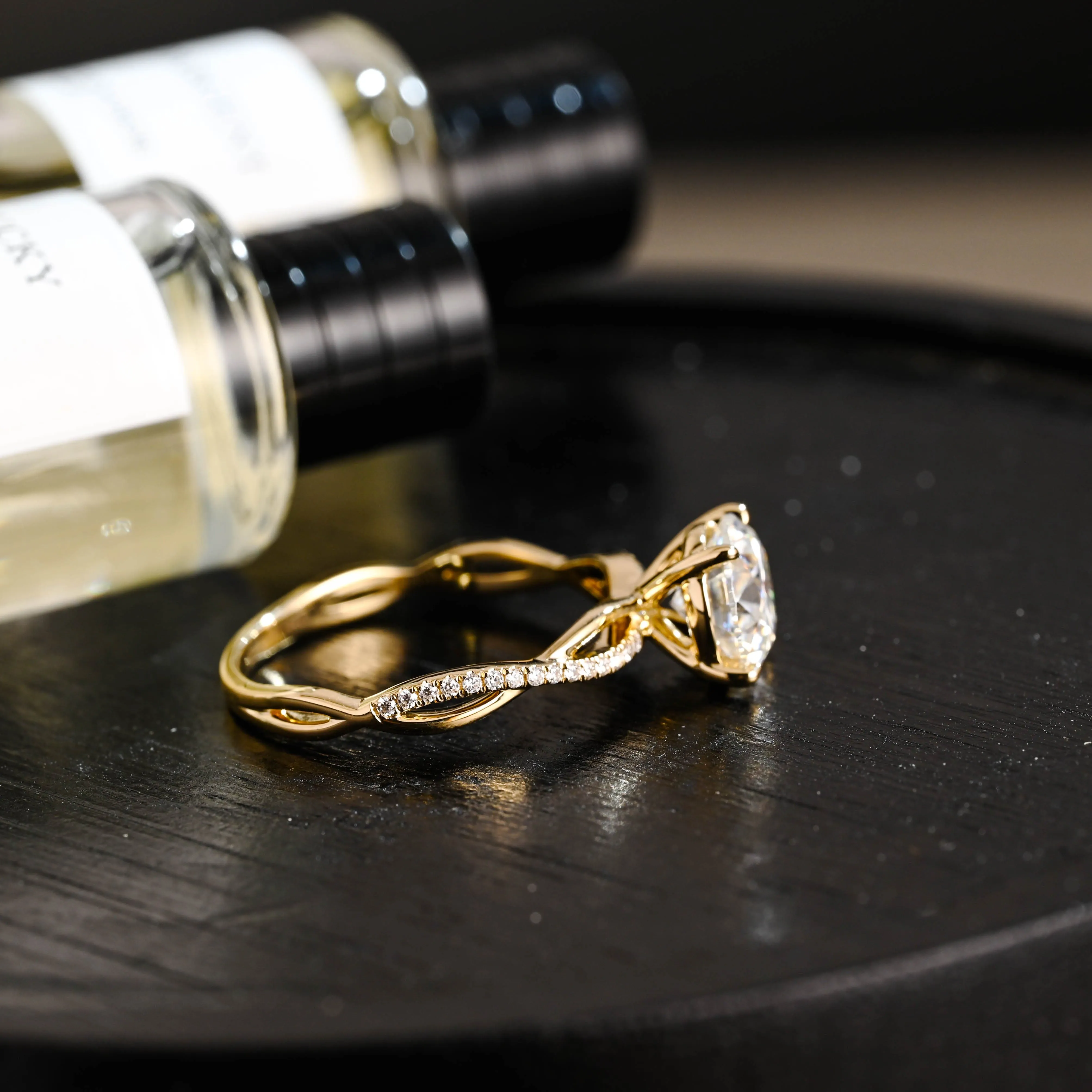 Solid Gold D/VS1 Twisted Band Round Cut Lab Grown Diamond Engagement Ring sold by Causyou product image thumbnail 5