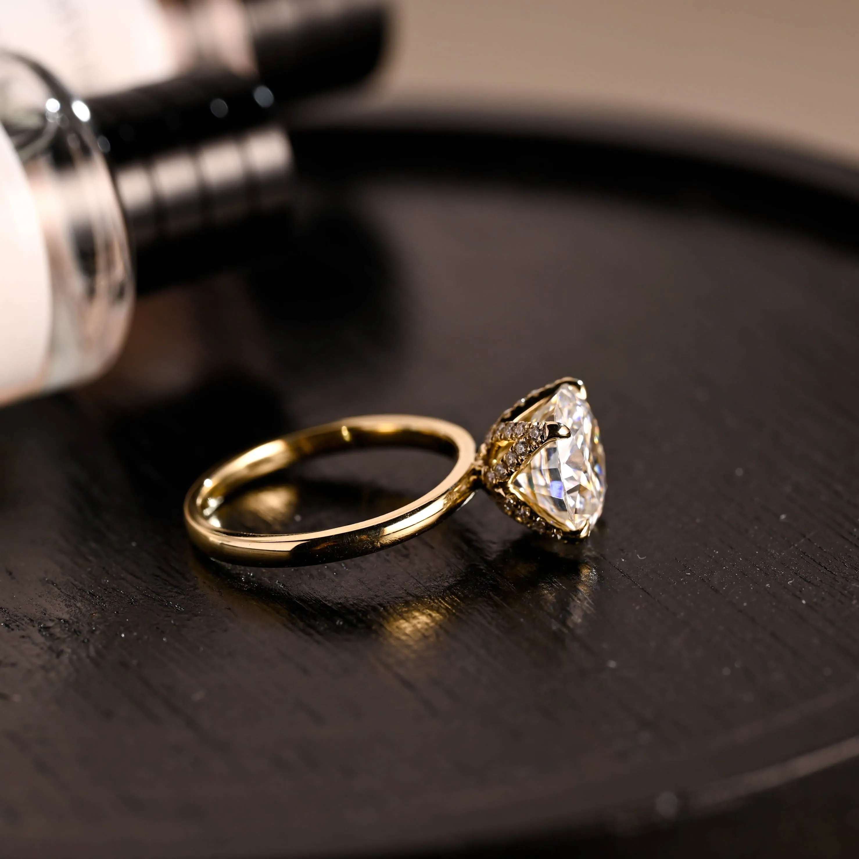 Solid Gold D/VS1 Tulip Setting Round Cut Lab Grown Diamond Engagement Ring sold by Causyou product image thumbnail 5