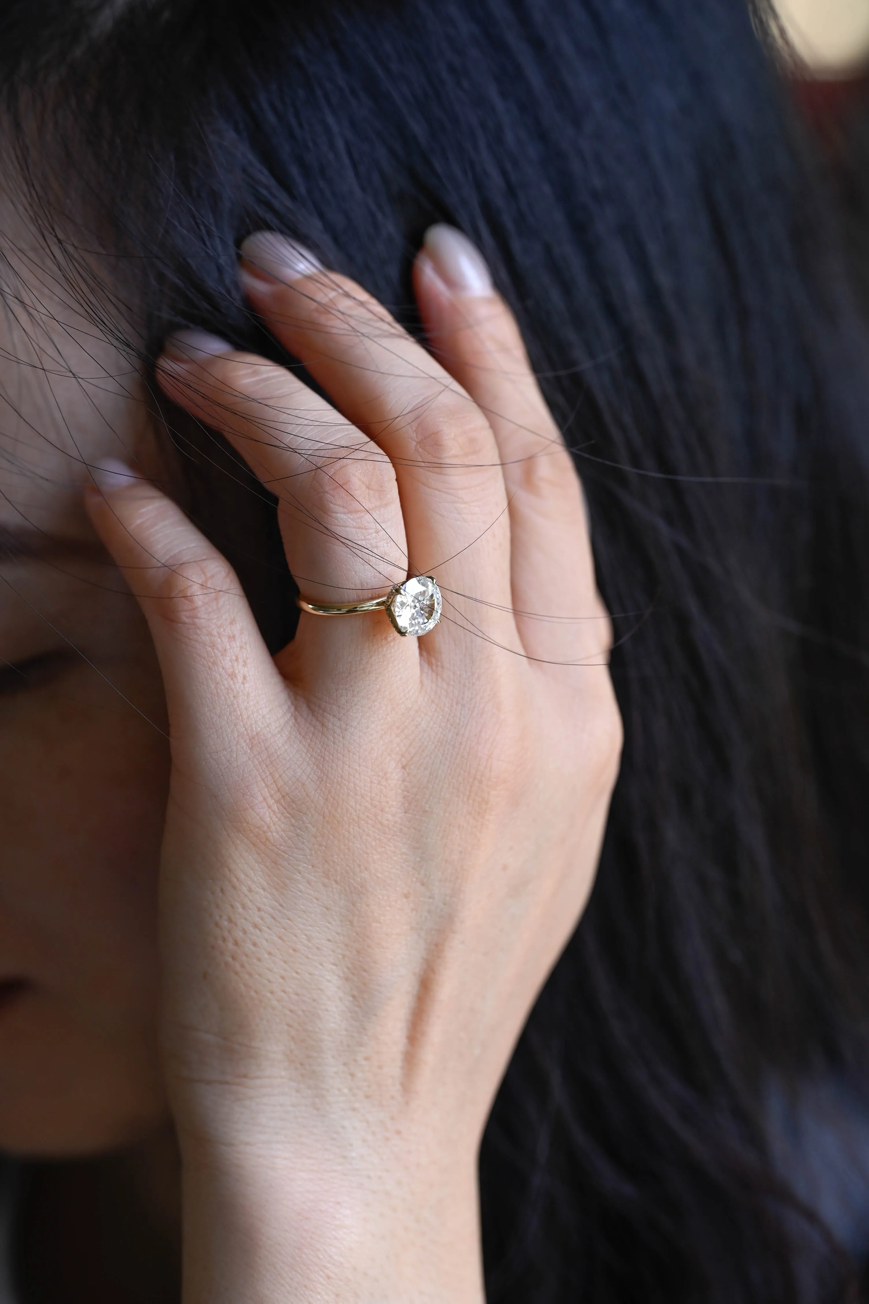 Solid Gold D/VS1 Tulip Setting Round Cut Lab Grown Diamond Engagement Ring sold by Causyou product image thumbnail 4