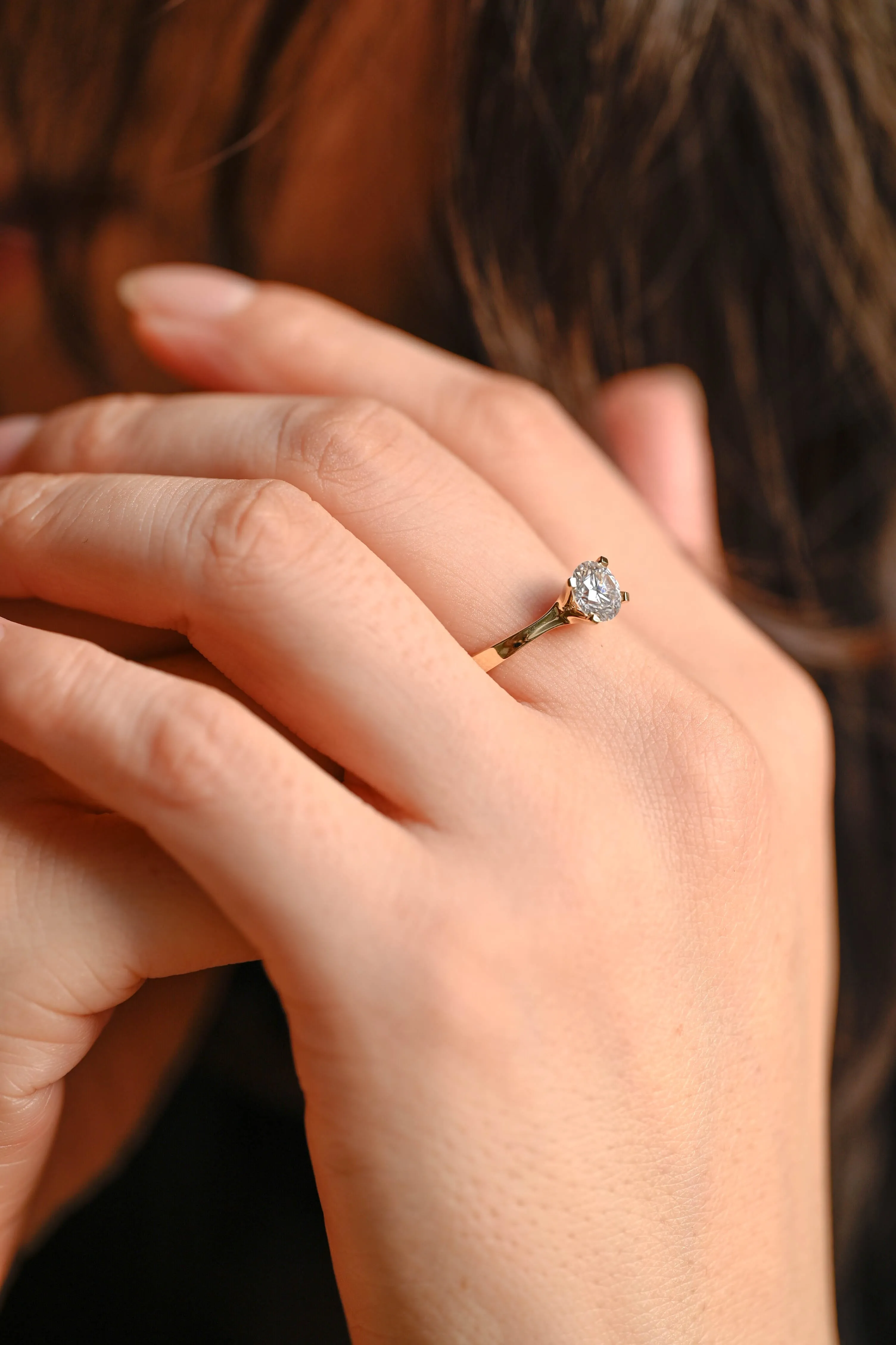 Solid Gold D/VS1 Round Cut Lab Grown Diamond Engagement Ring sold by Causyou product image thumbnail 3