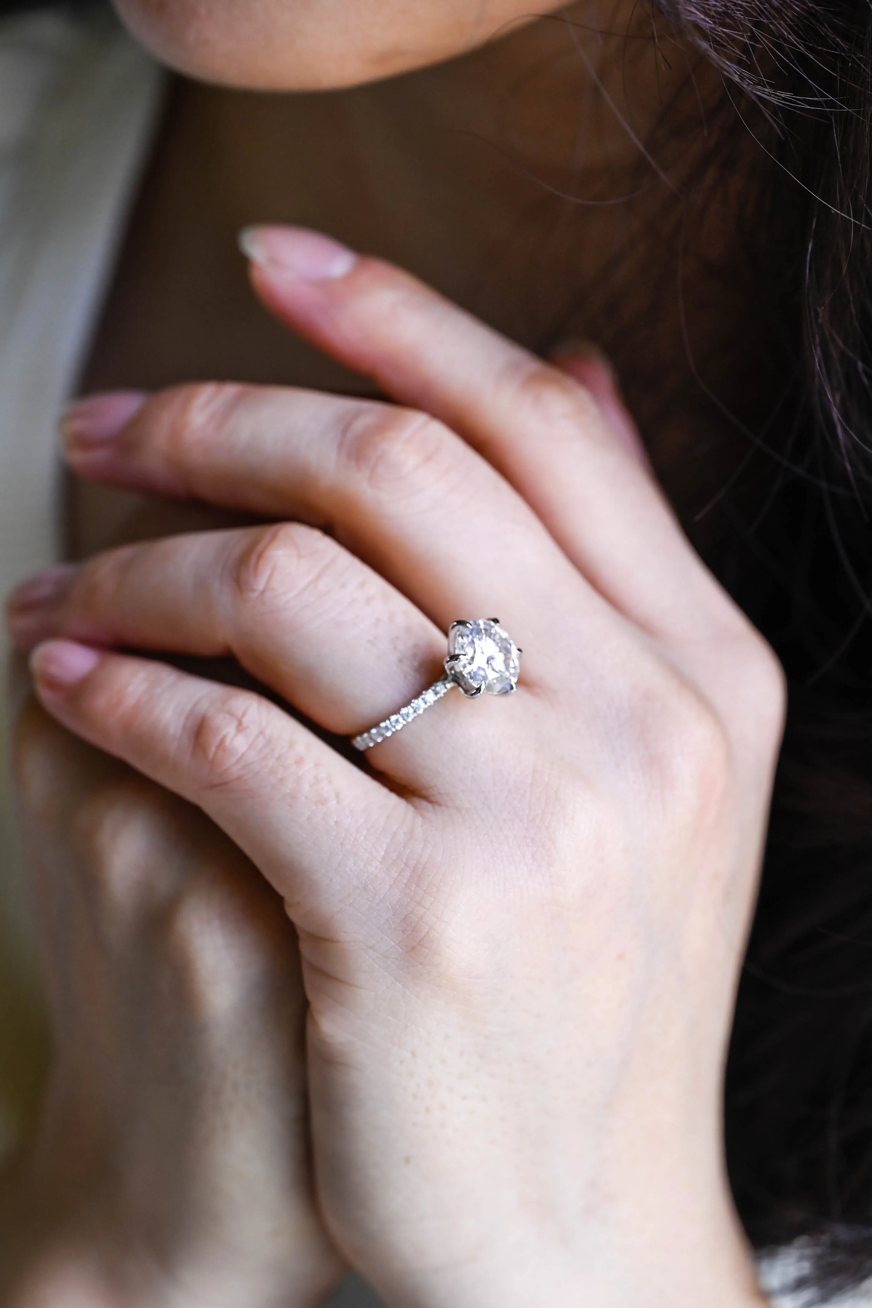 Solid Gold D/VS1 Half Pave Round Cut Lab Grown Diamond Engagement Ring sold by Causyou product image thumbnail 4